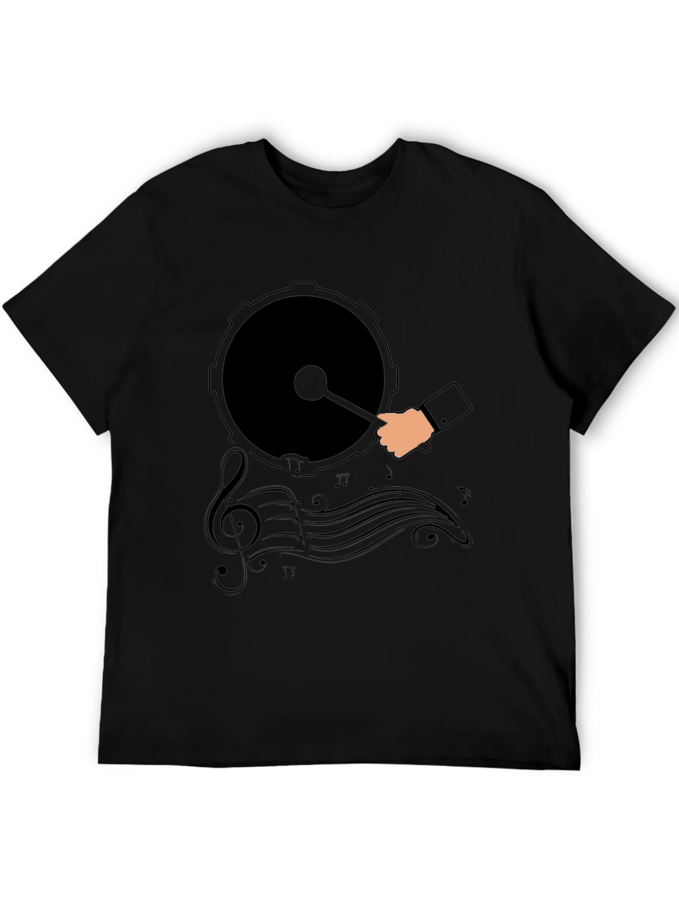 Black Drum and Music Graphic Tee - Black view 5