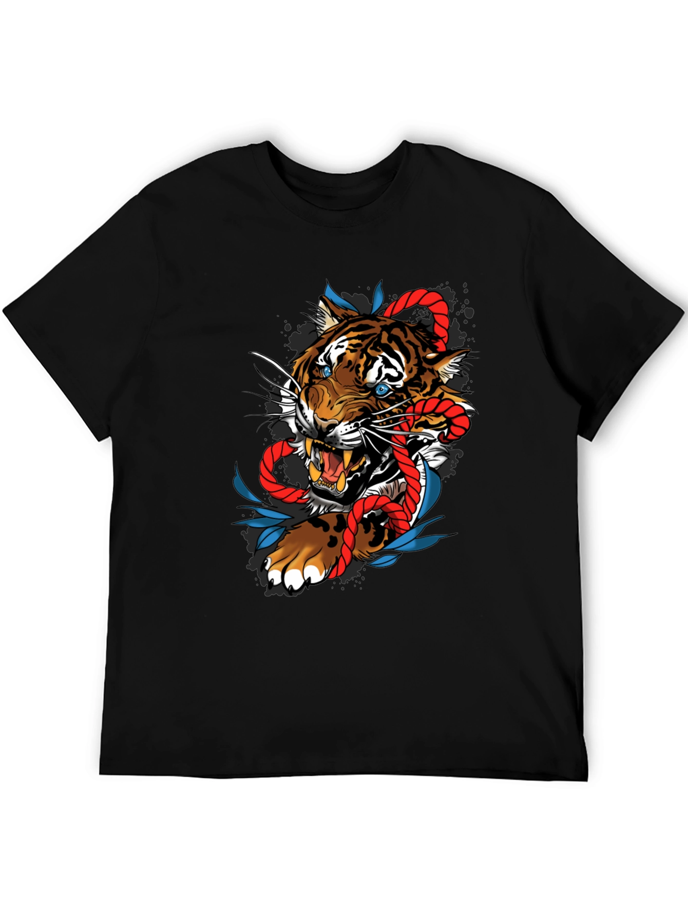 Black Tiger and Rope Graphic Tee - Unique Design view 5