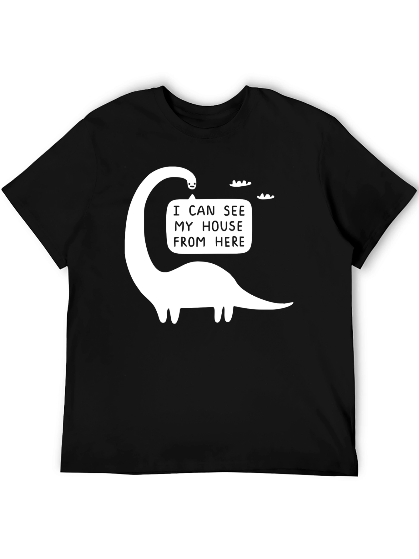 Black Funny Dinosaur T-Shirt - I Can See My House From Here view 5