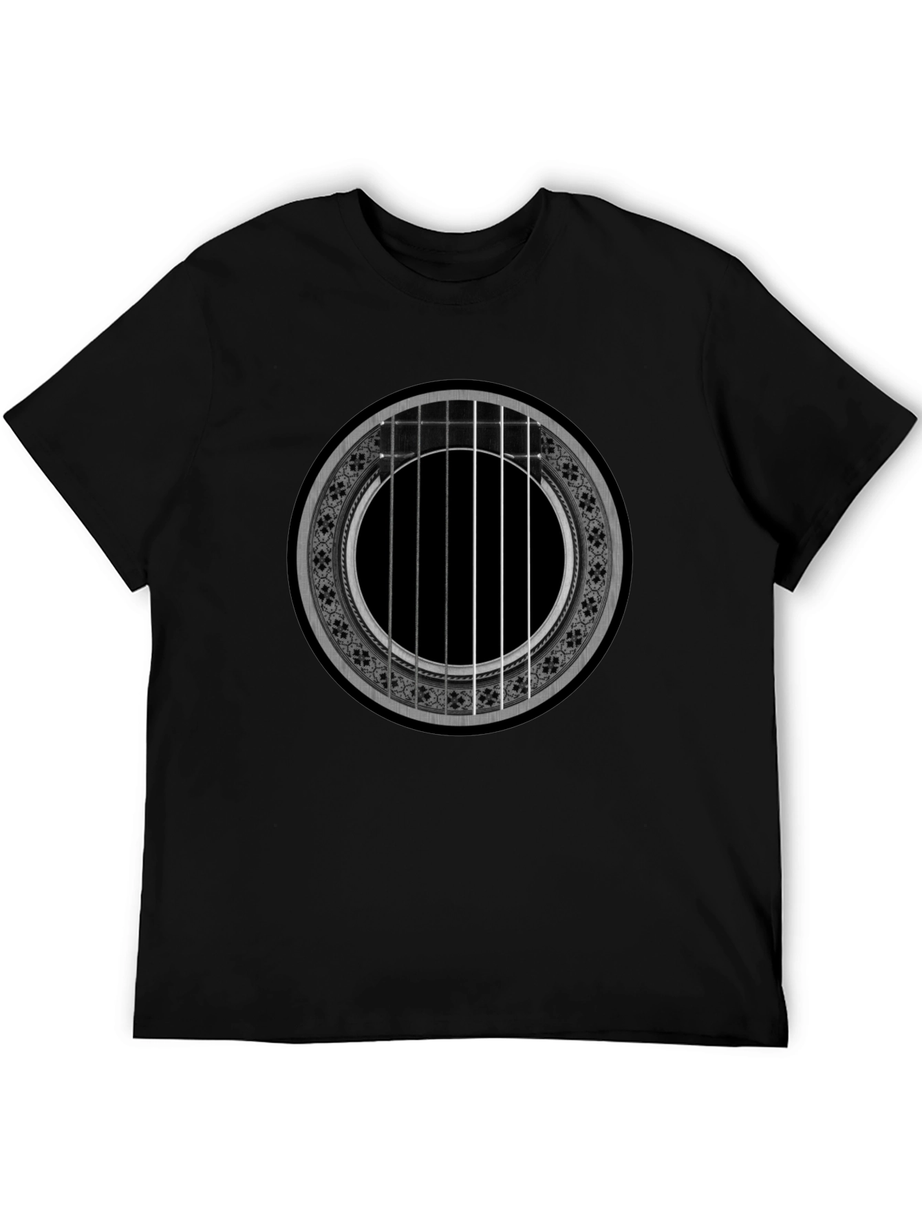 Black Acoustic Guitar Rose T-Shirt - Music Lover Tee view 5