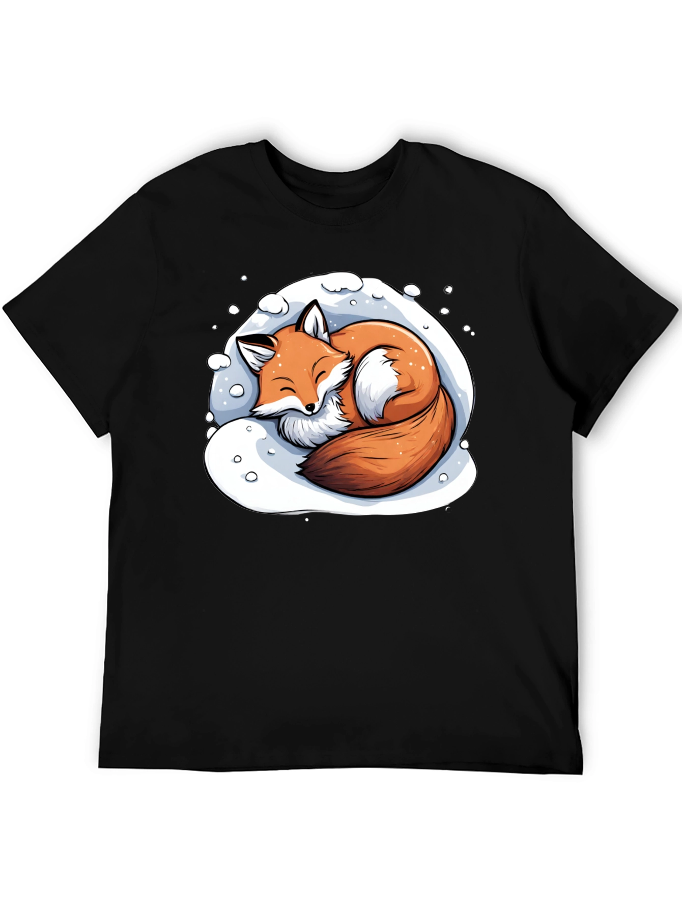 Black Cozy Fox Graphic T-Shirt - Soft & Stylish view 5