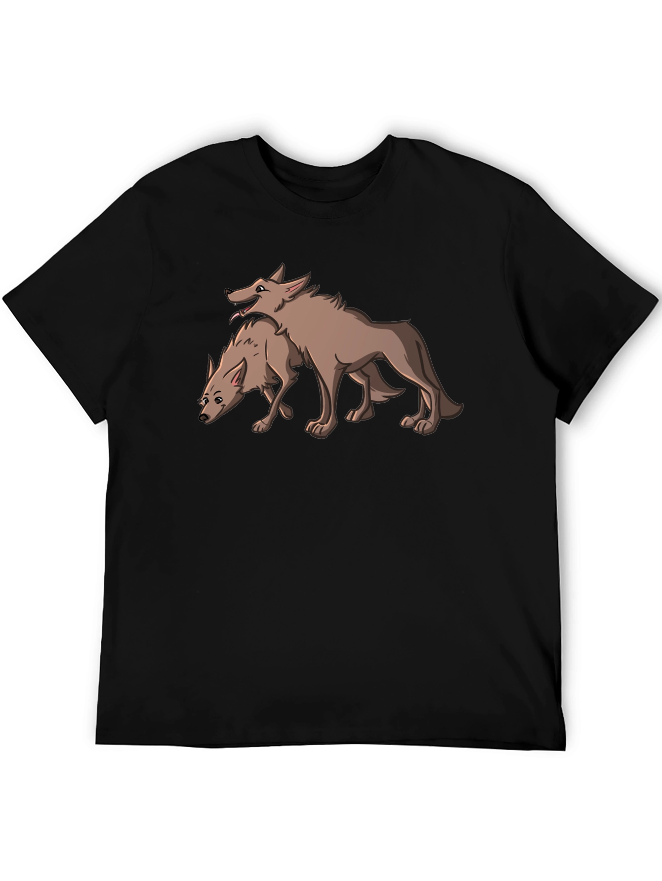 Black Two Wolves Graphic Tee - Stylish Black T-Shirt view 5