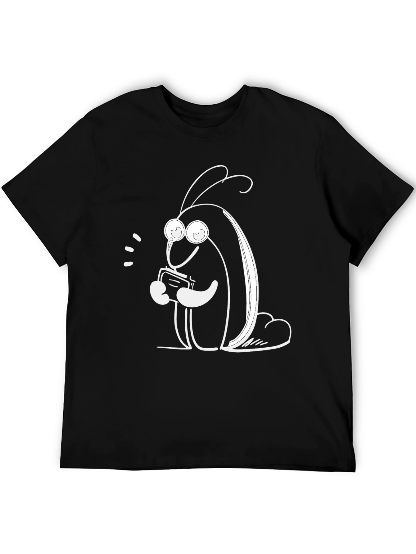 Black Cute Cartoon Bug on Black T-Shirt view 5