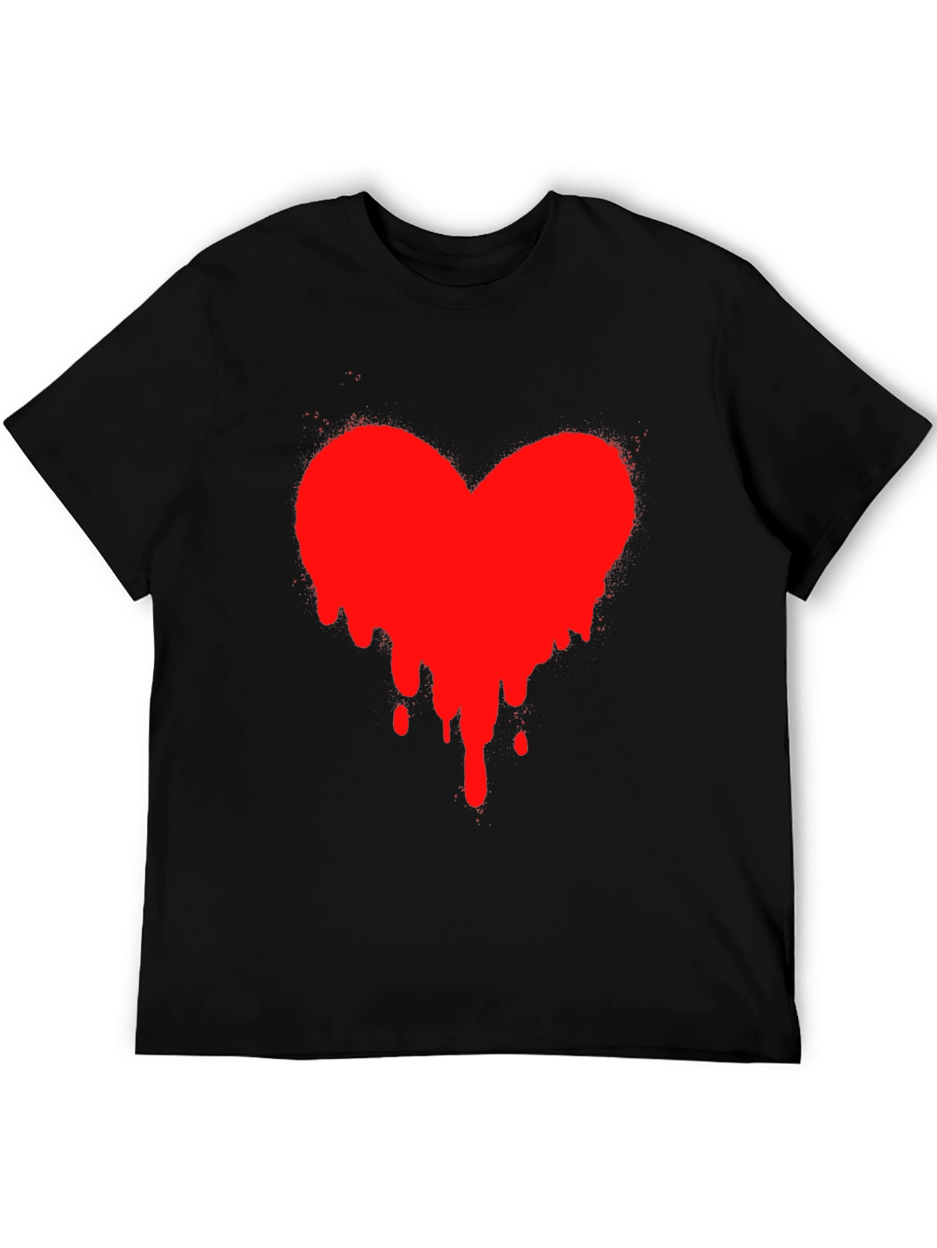 Black Heart Drip Black T-Shirt - Express Your Love! view 5
