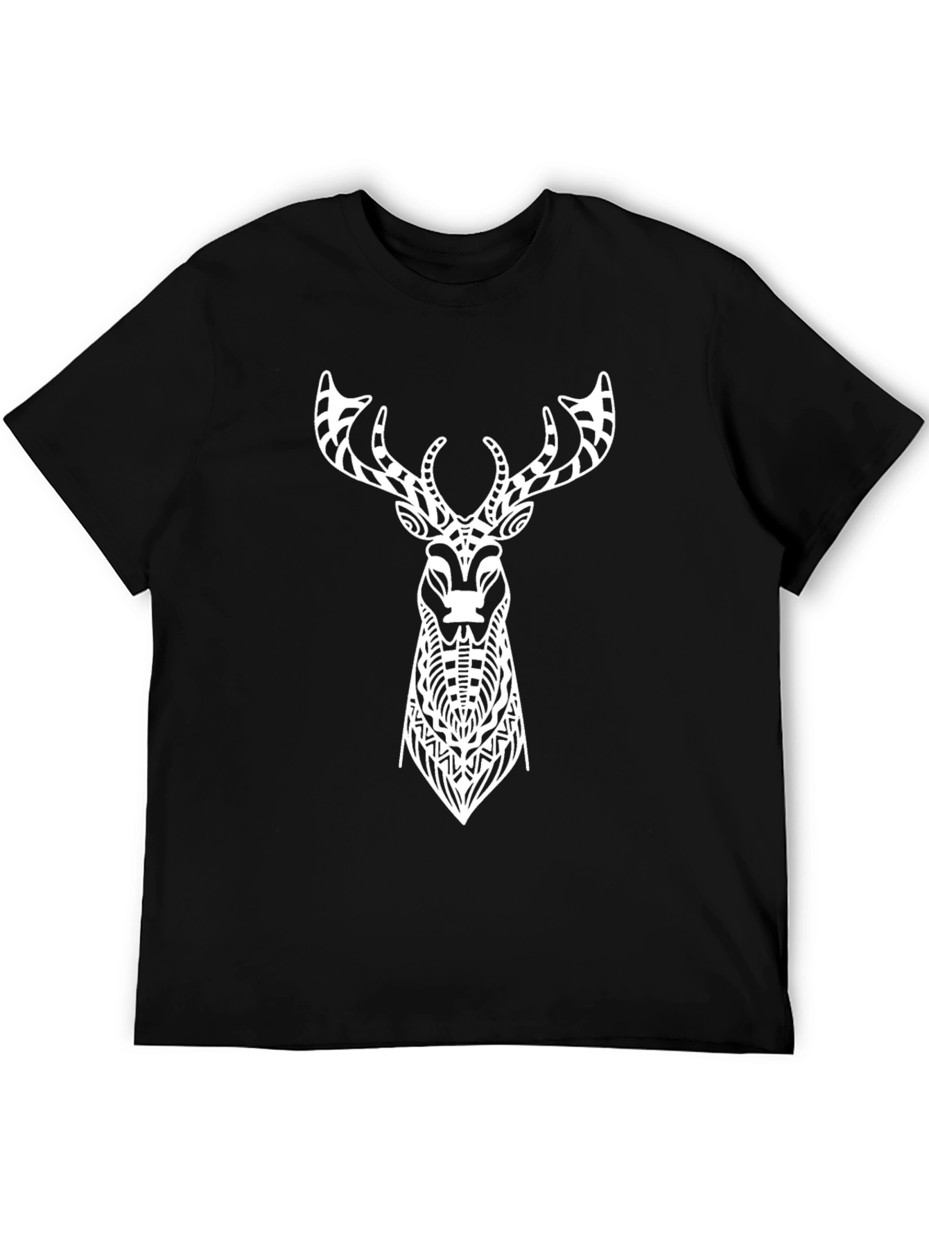 Black Tribal Deer Graphic Tee - Men's Black T-Shirt view 5