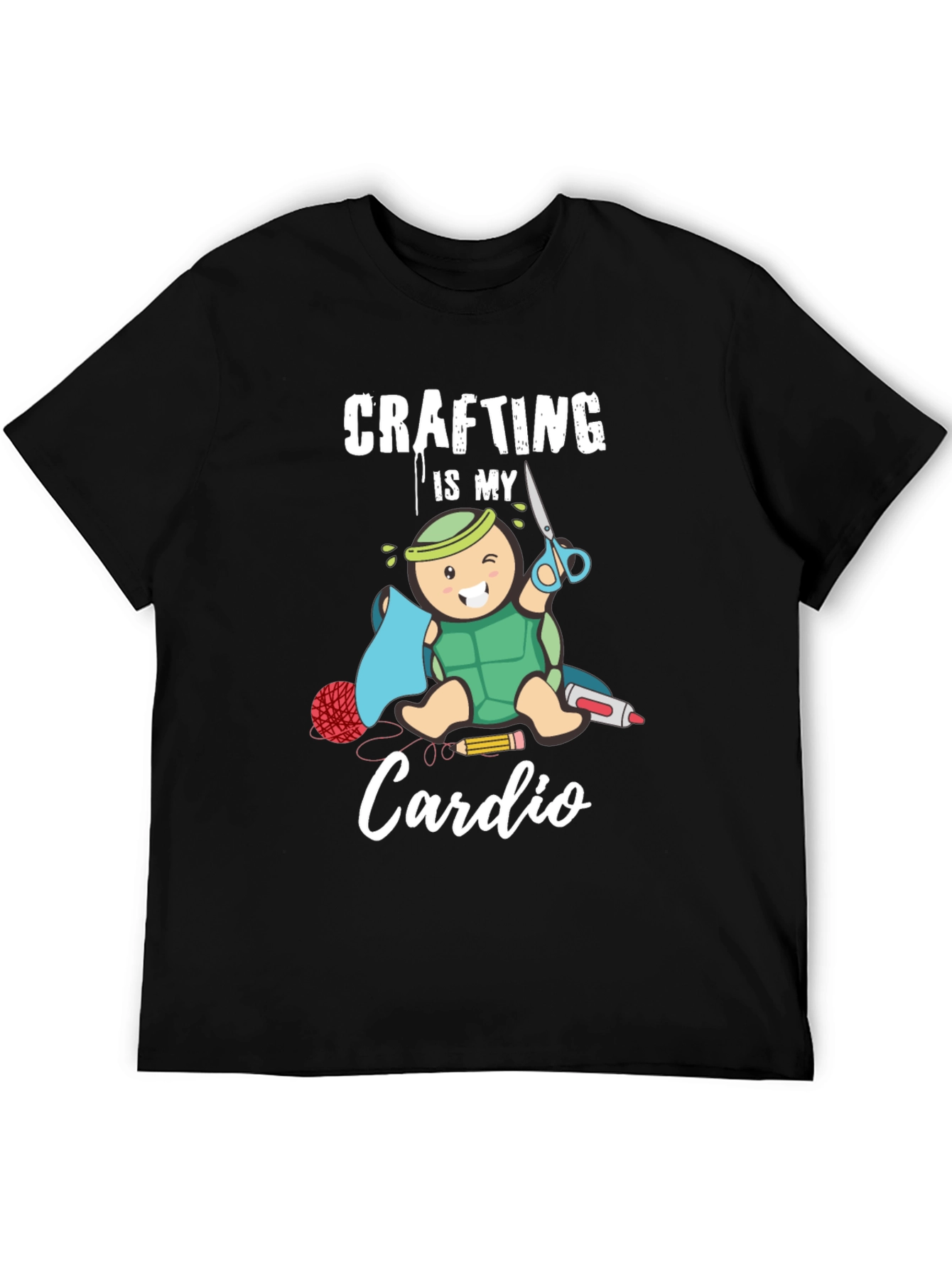 Black Crafting is My Cardio T-Shirt - Turtle Crafter view 5