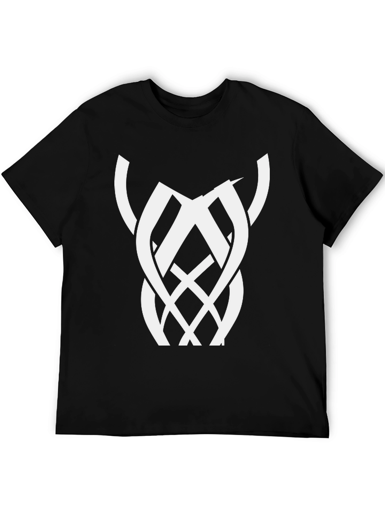 Black Black Graphic Tee with Abstract White Design view 5