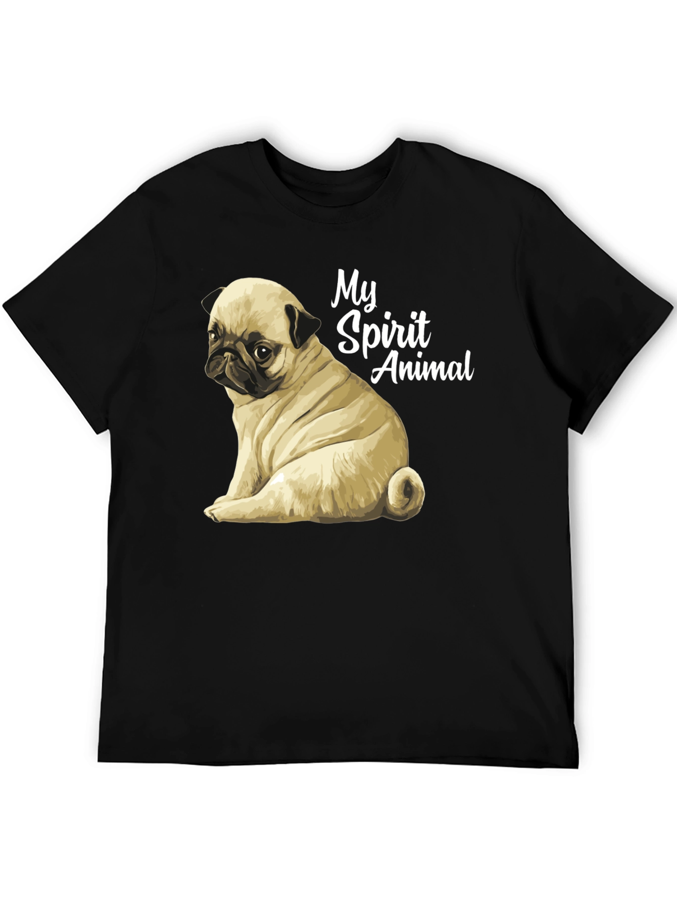 Black Pug Spirit Animal Black T-Shirt view 5