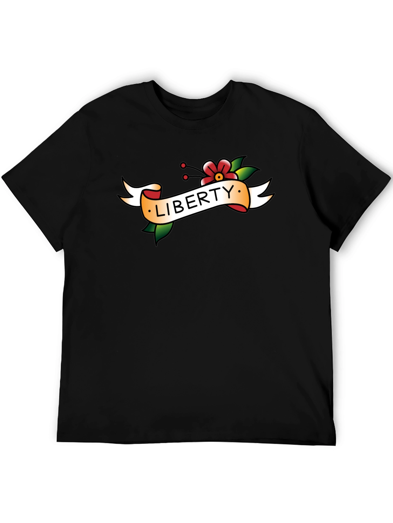 Black Liberty Tattoo Style Graphic T-Shirt view 5