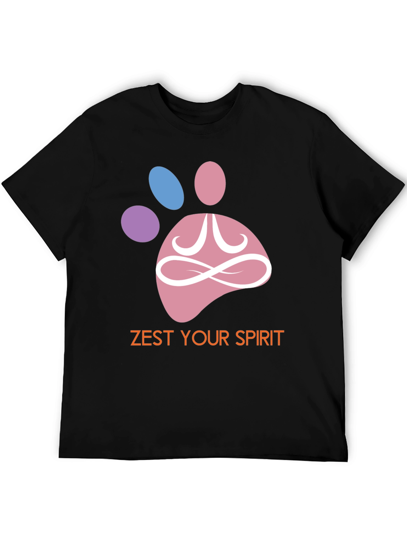 Black Zest Your Spirit T-Shirt - Zen Pet Paw Design view 5