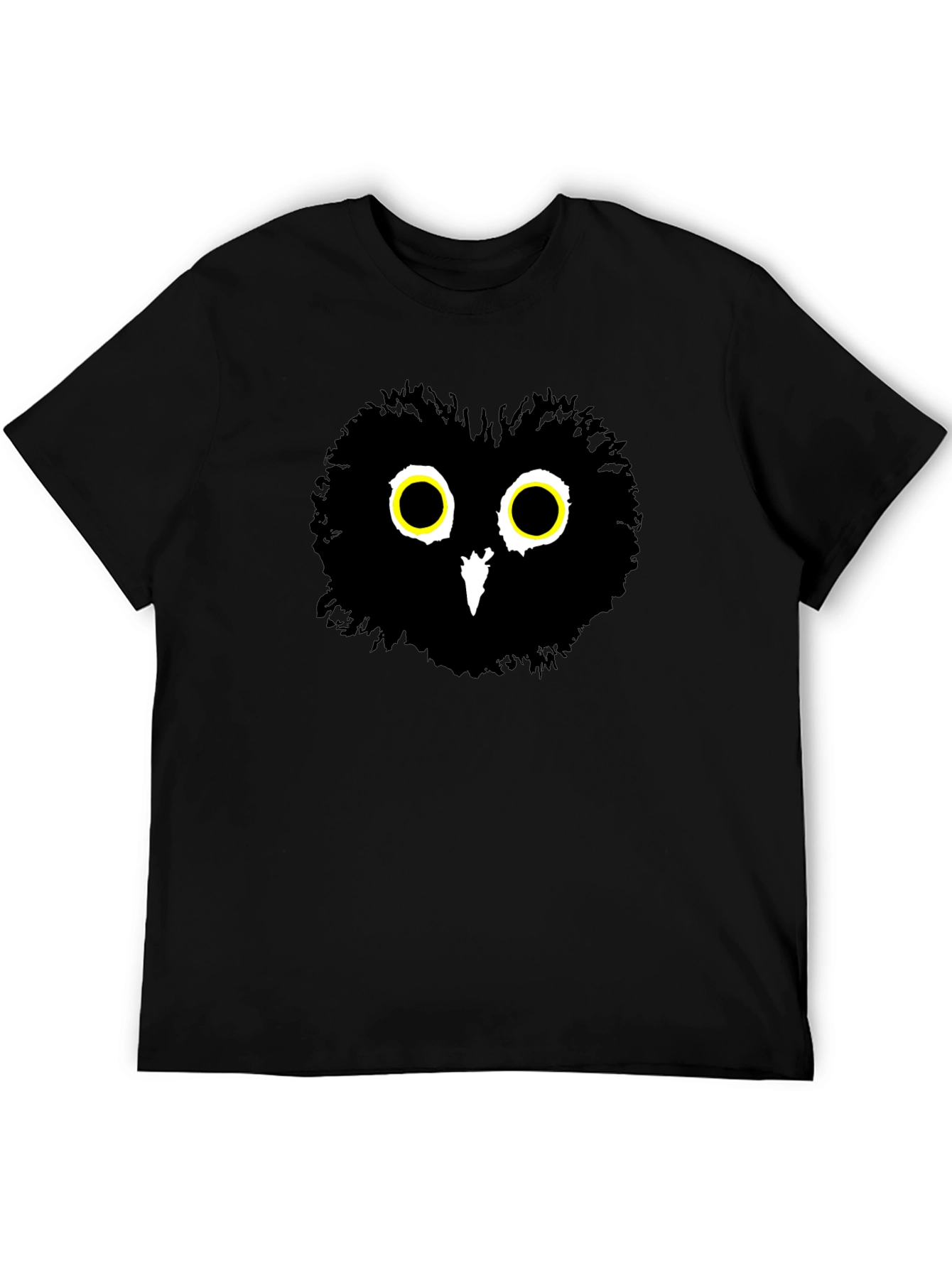 Black Whimsical Owl Graphic Tee - Men's Black Cotton T-Shirt view 5