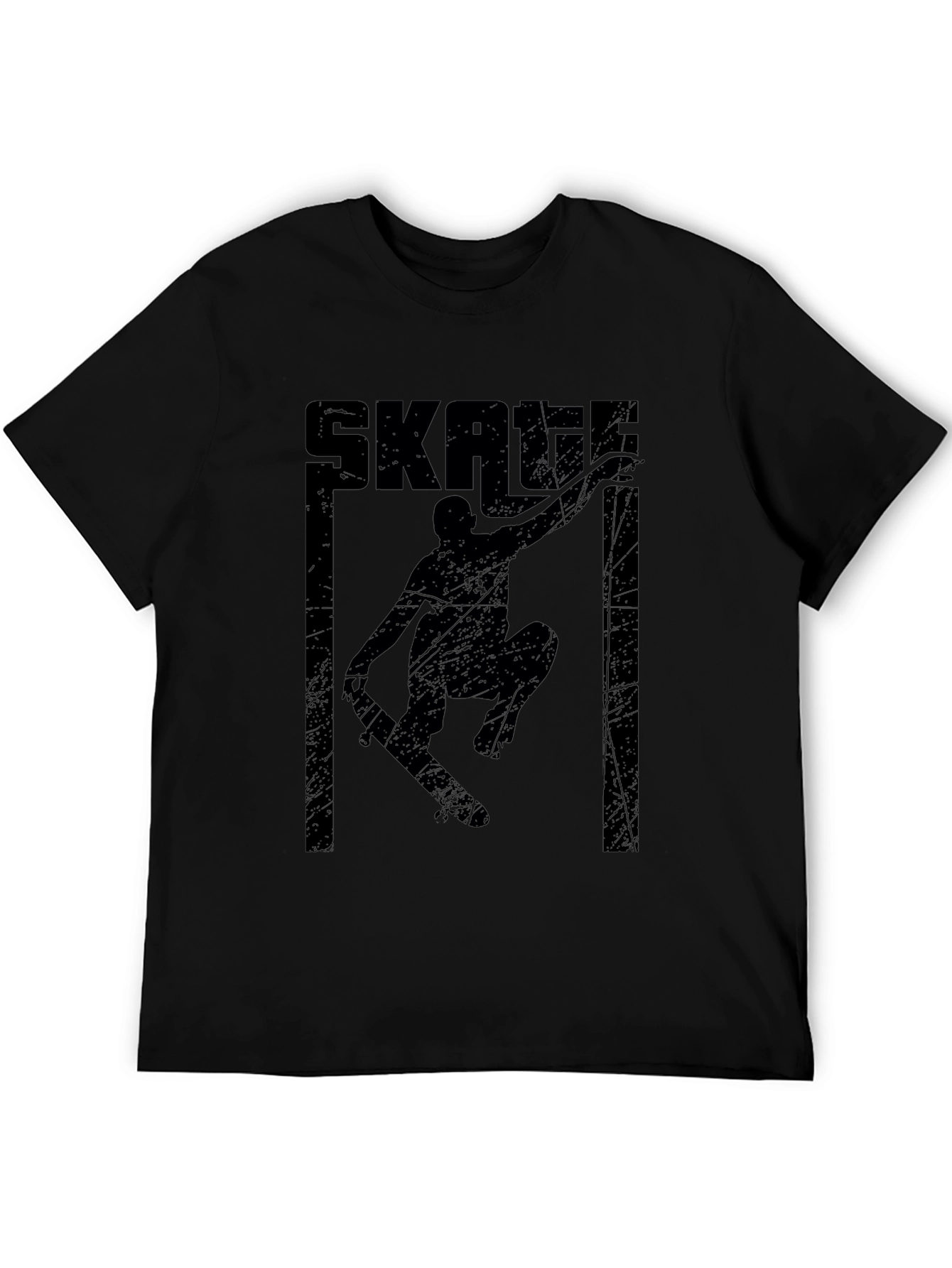 Black Skateboarding Graphic Tee - Black Cotton Skater T-Shirt view 5