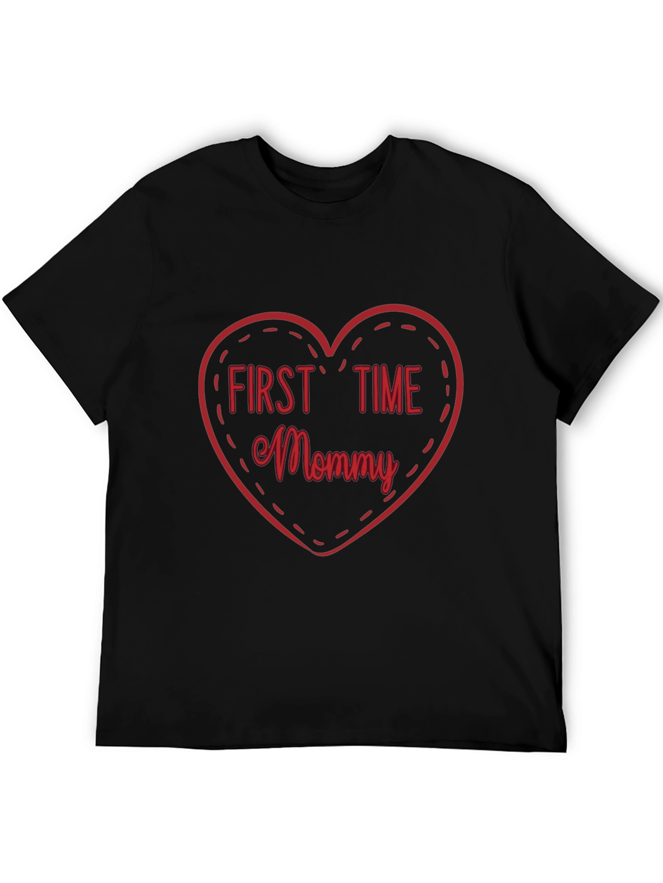 Black First Time Mommy Heart Tee - Soft Black T-Shirt view 5