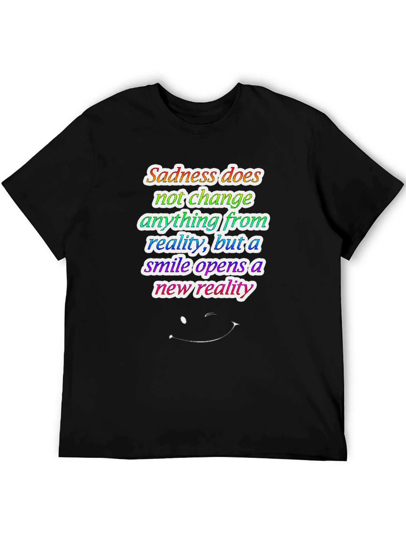 Black Inspirational Quote Graphic Tee - Sadness vs. Smile view 5