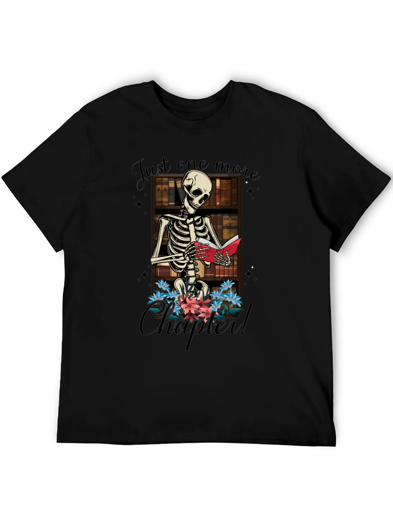 Black Just One More Chapter Skeleton T-Shirt view 5