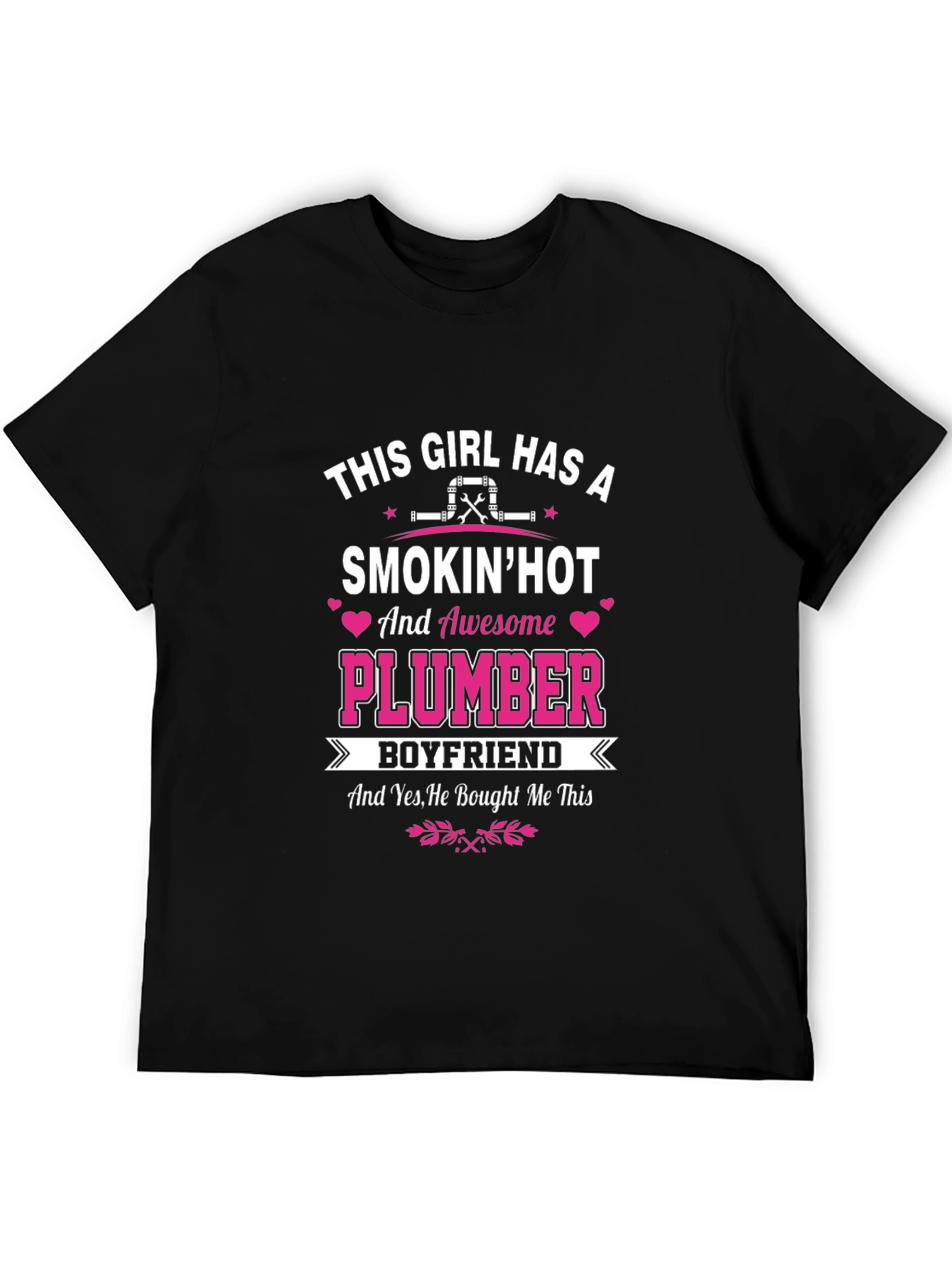 Black Smokin' Hot Plumber Boyfriend T-Shirt view 5