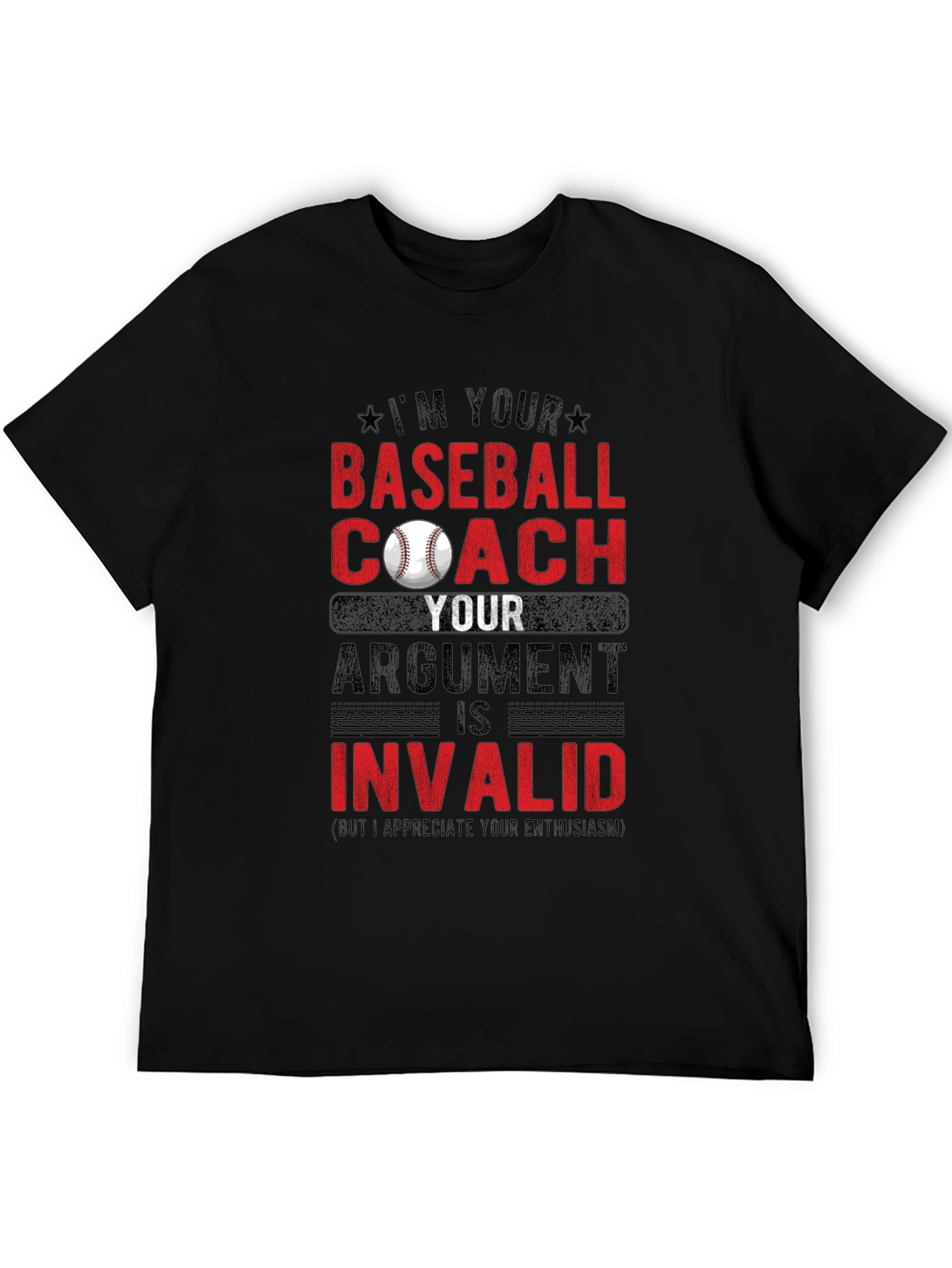 Black Baseball Coach T-Shirt - Argument Invalid view 5