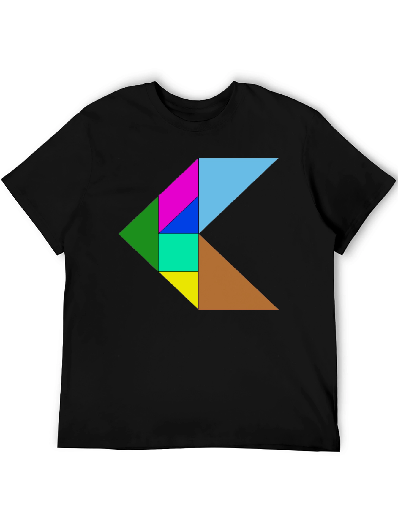 Black Geometric Puzzle Design Black T-Shirt view 5