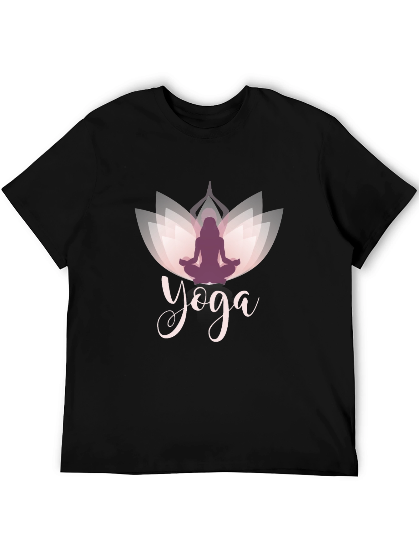 Black Yoga Lotus T-Shirt - Men's Black Tee view 5