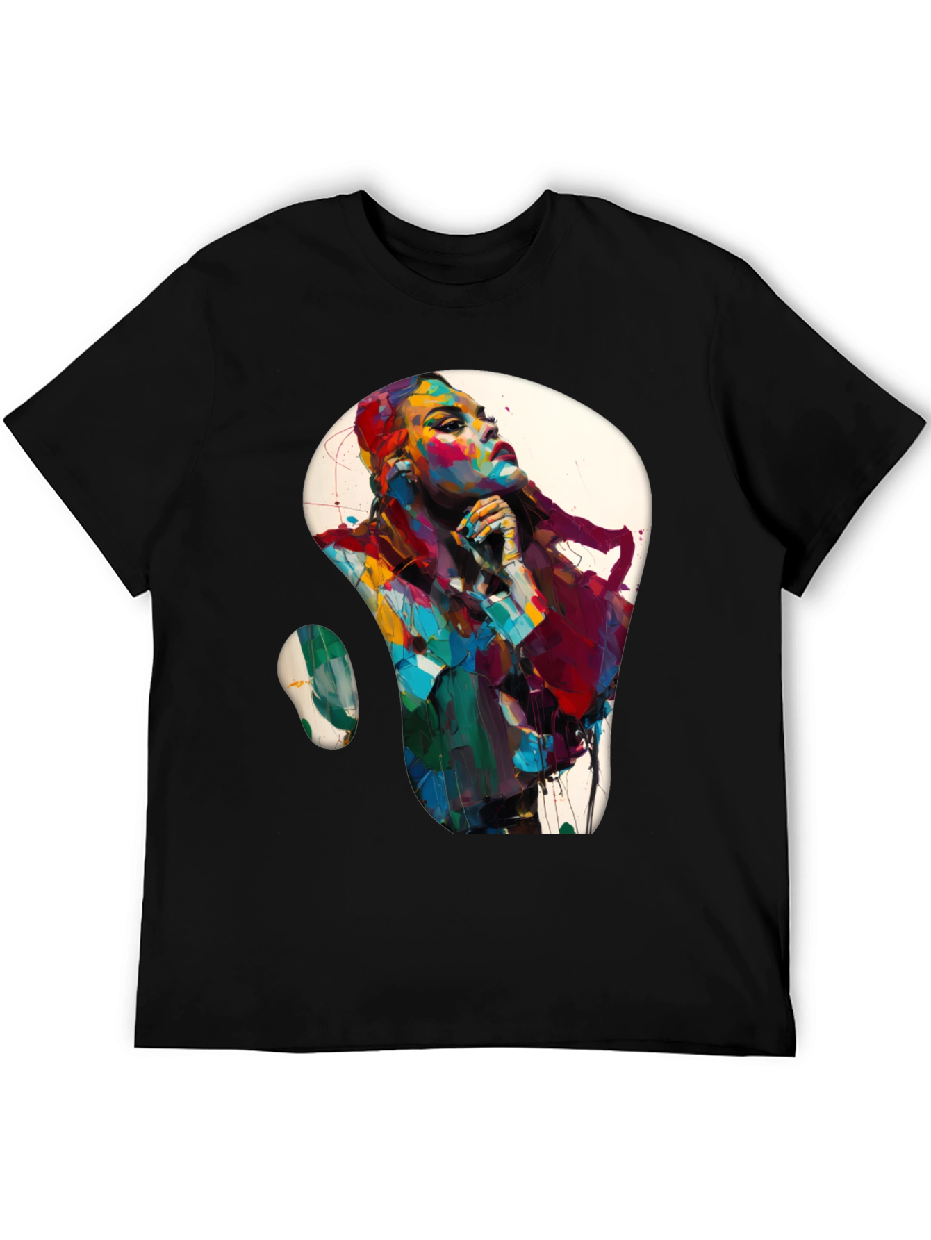 Black Abstract Woman Graphic Black T-Shirt view 5