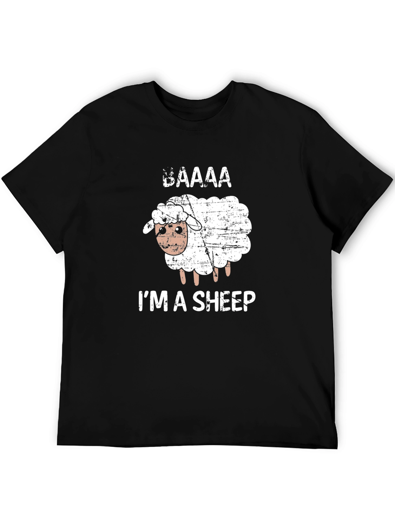Black Funny Sheep Graphic Tee - "I'm a Sheep" Black T-Shirt view 5
