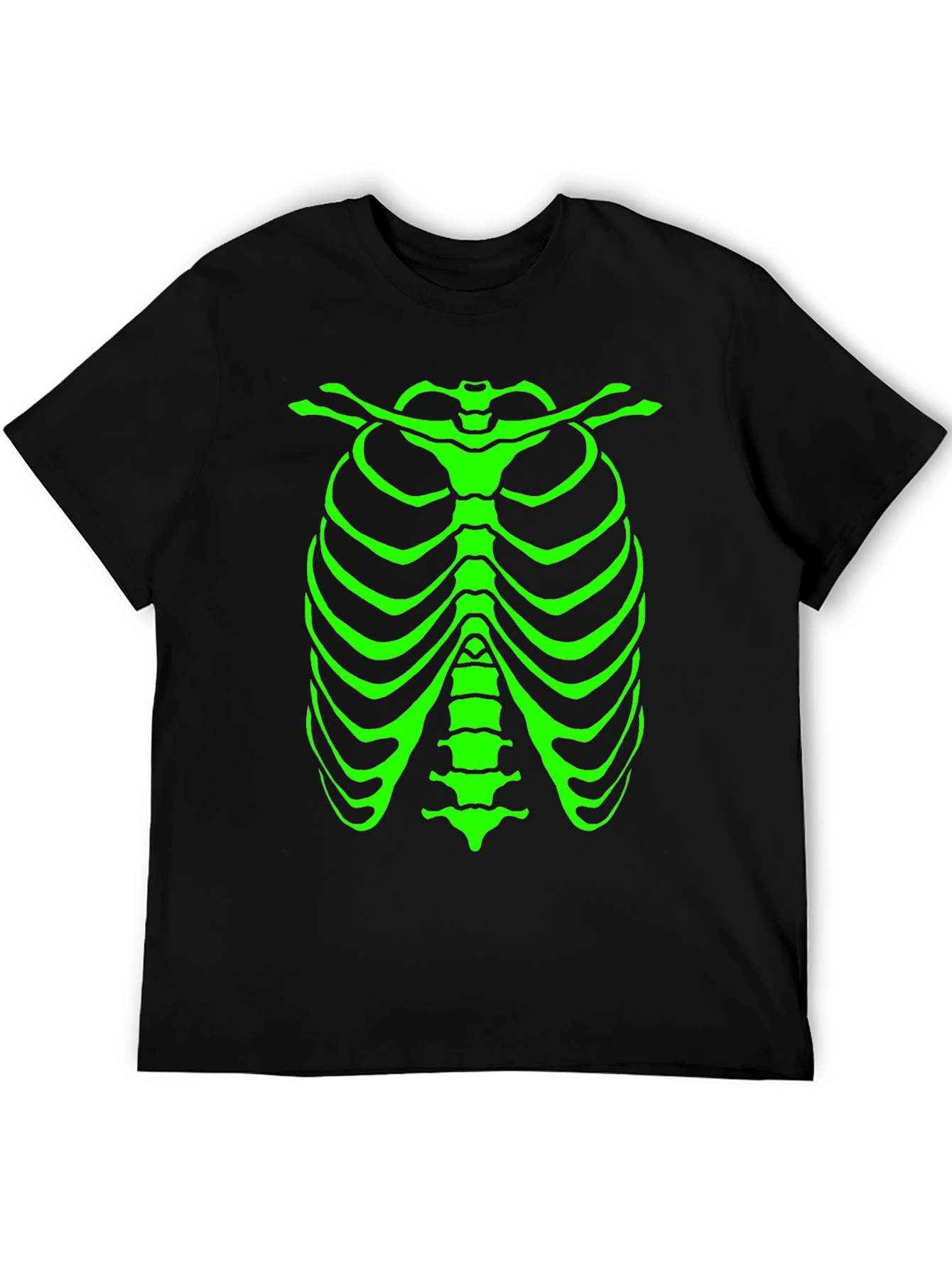 Black Glow Skeleton Rib Cage Graphic Tee view 5
