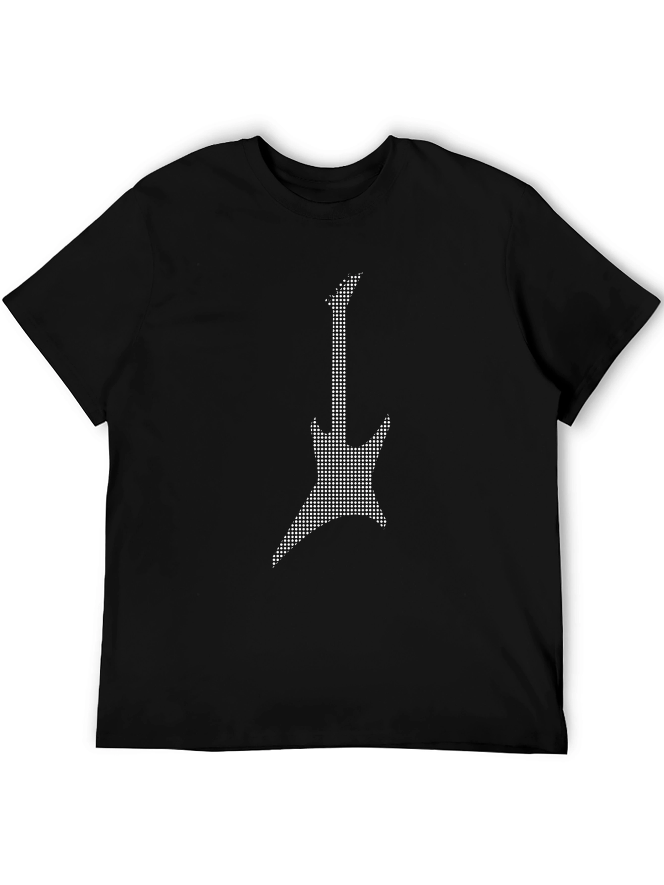 Black Guitar Graphic Tee - Rocker Style Black T-Shirt view 5