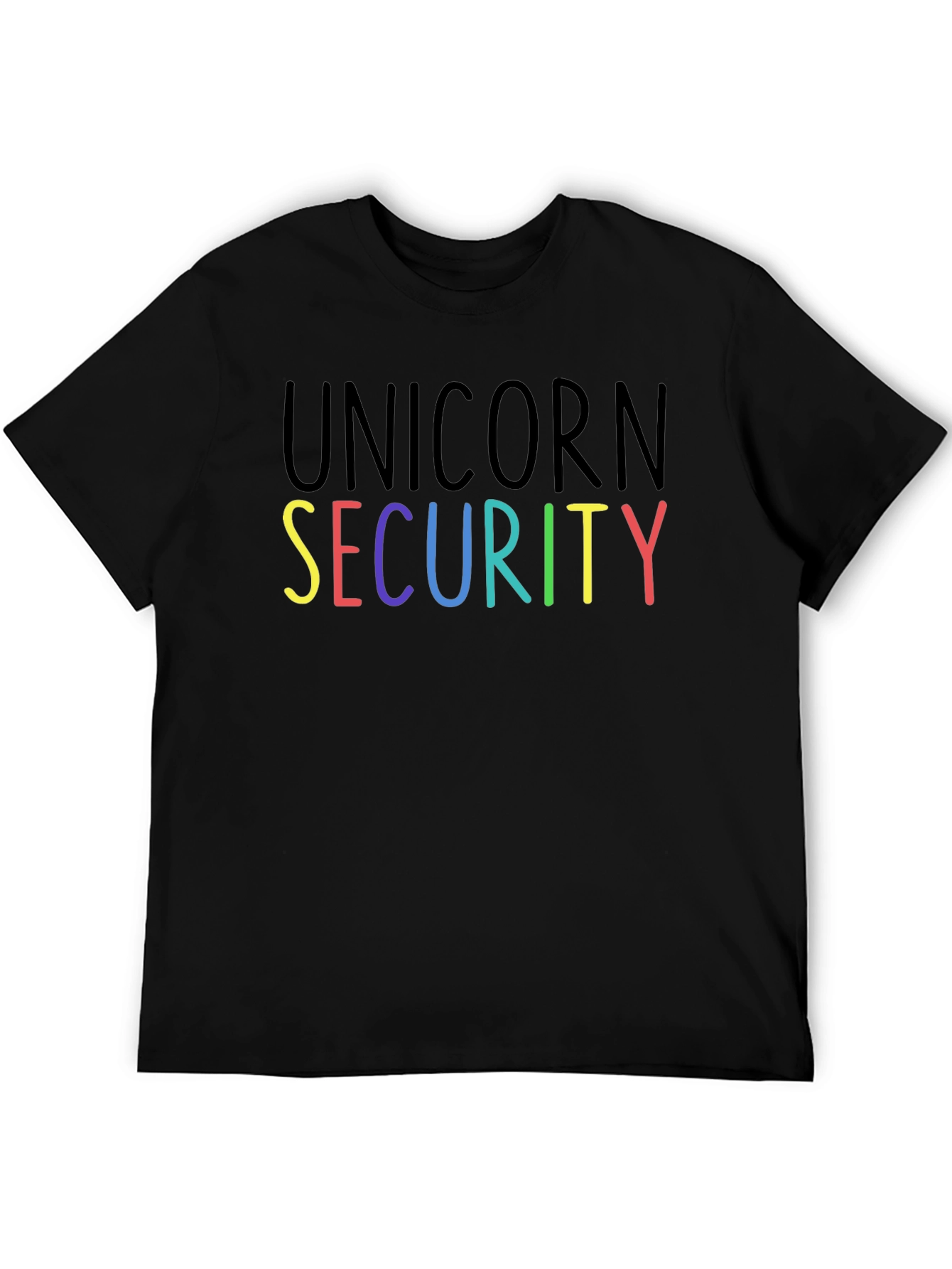 Black Unicorn Security Graphic T-Shirt - Black Crew Neck Tee view 5
