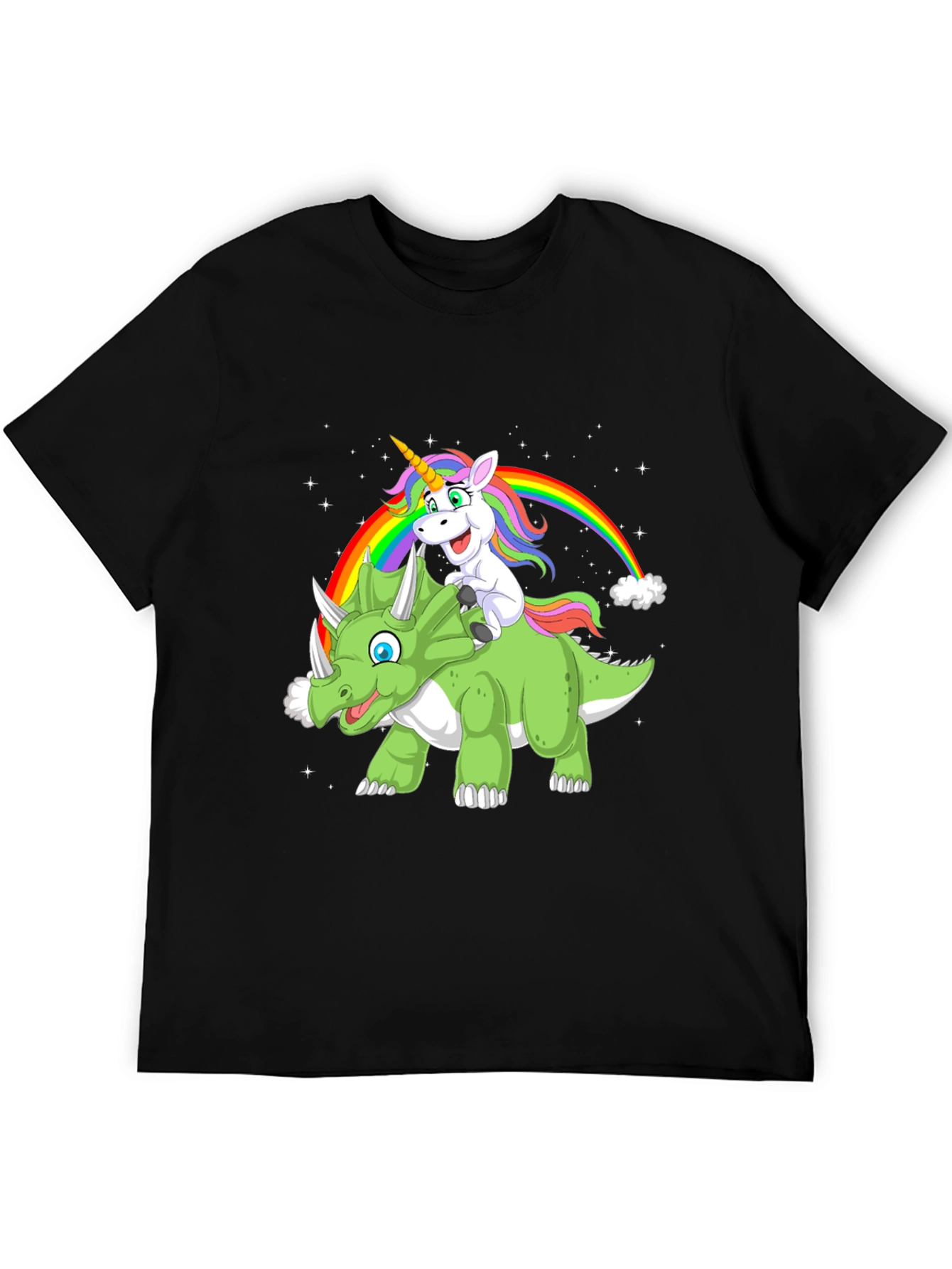 Black Unicorn & Dinosaur Graphic T-Shirt view 5