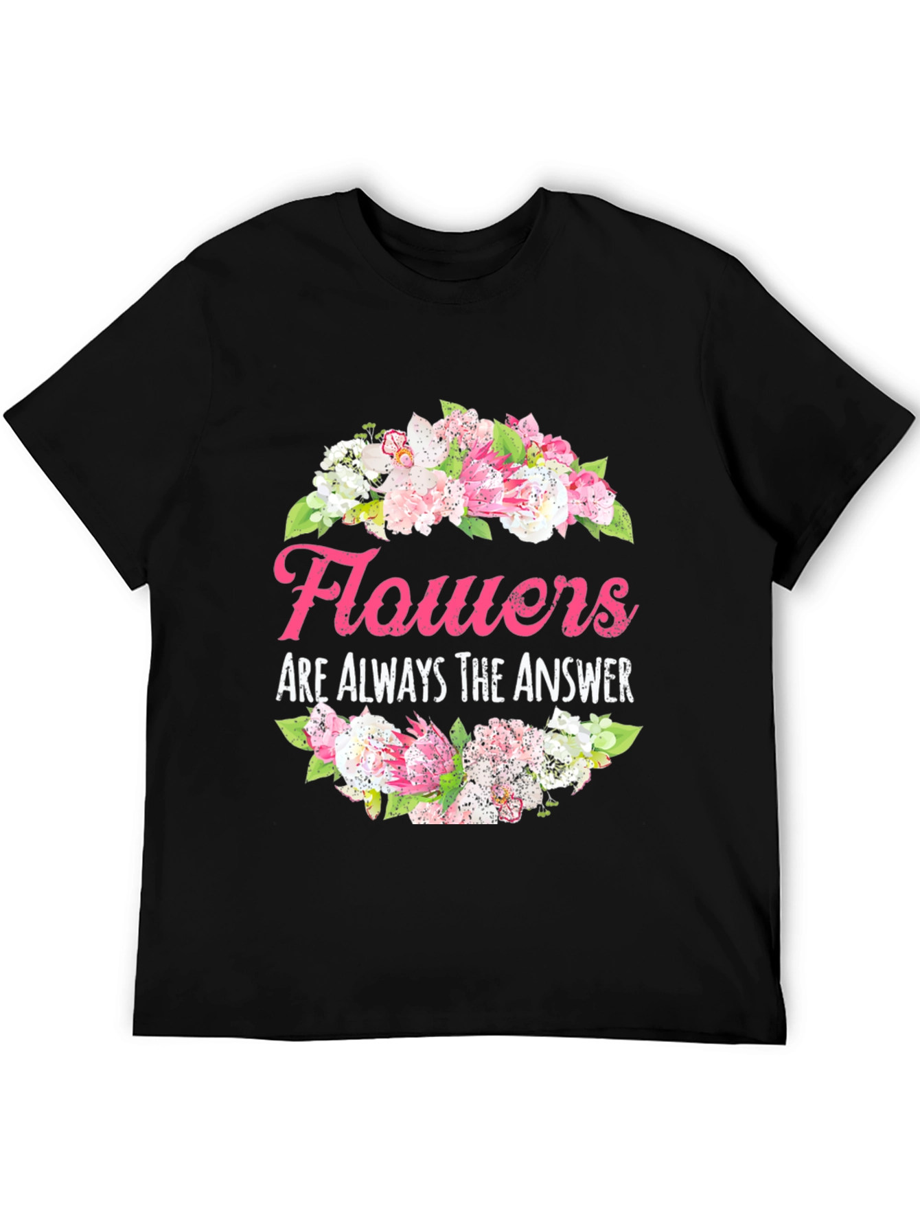 Black Floral Answer T-Shirt - Stylish Graphic Tee view 5