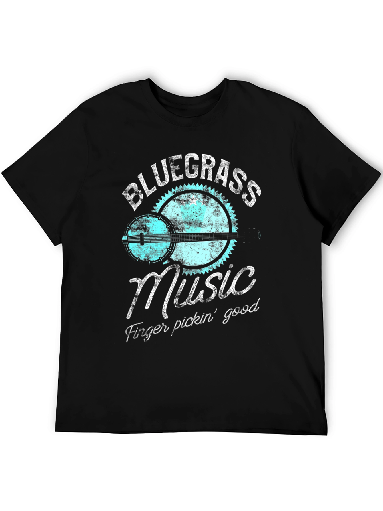 Black Bluegrass Music T-Shirt Banjo Guitar Graphic Tee view 5