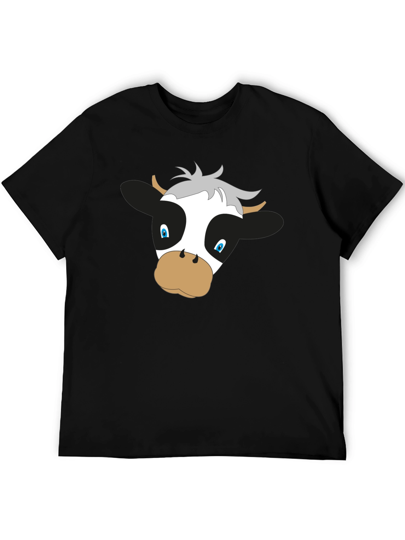 Black Cartoon Cow Graphic Black T-Shirt view 5