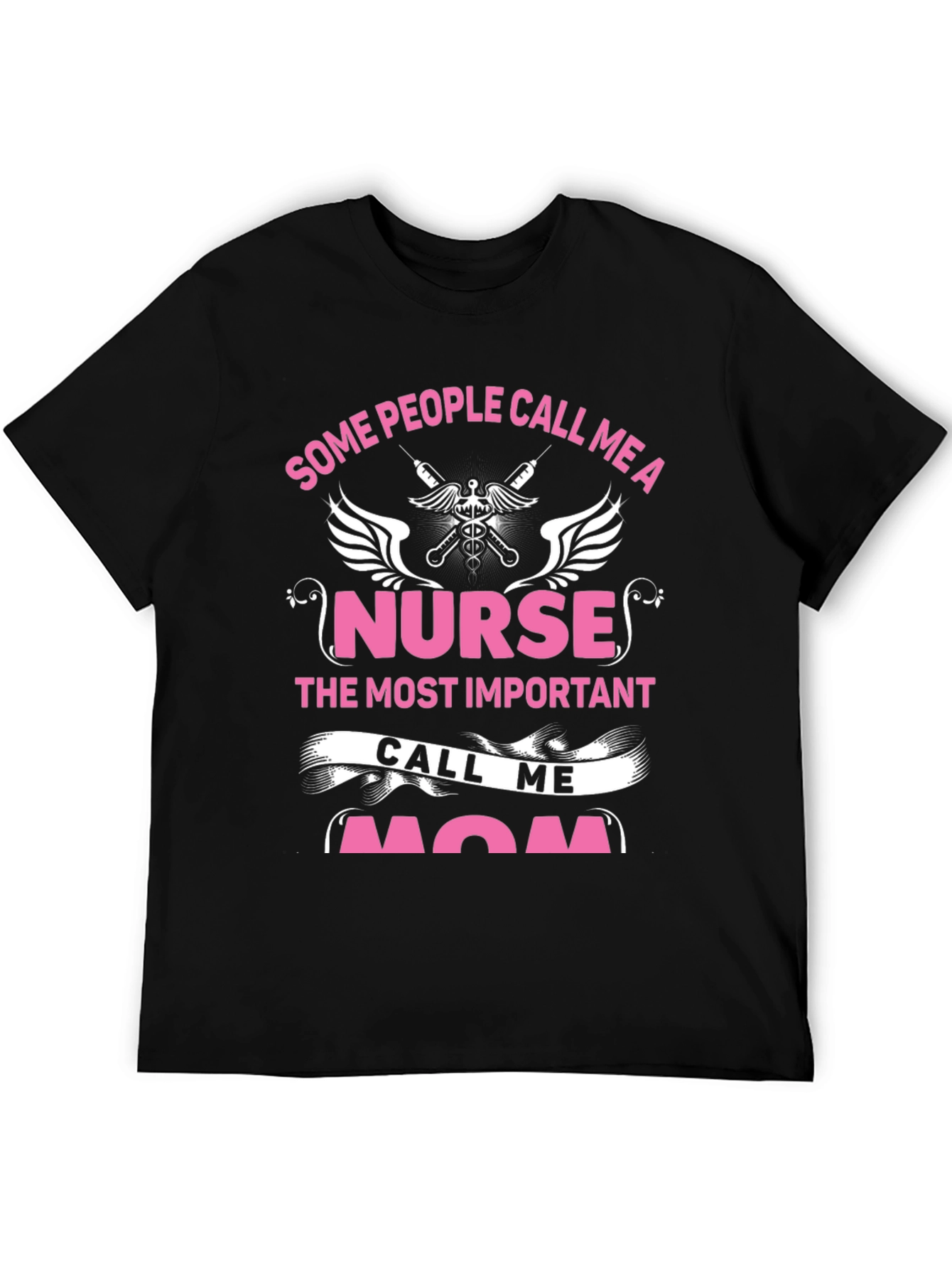 Black Nurse Mom Graphic T-Shirt - Black view 5