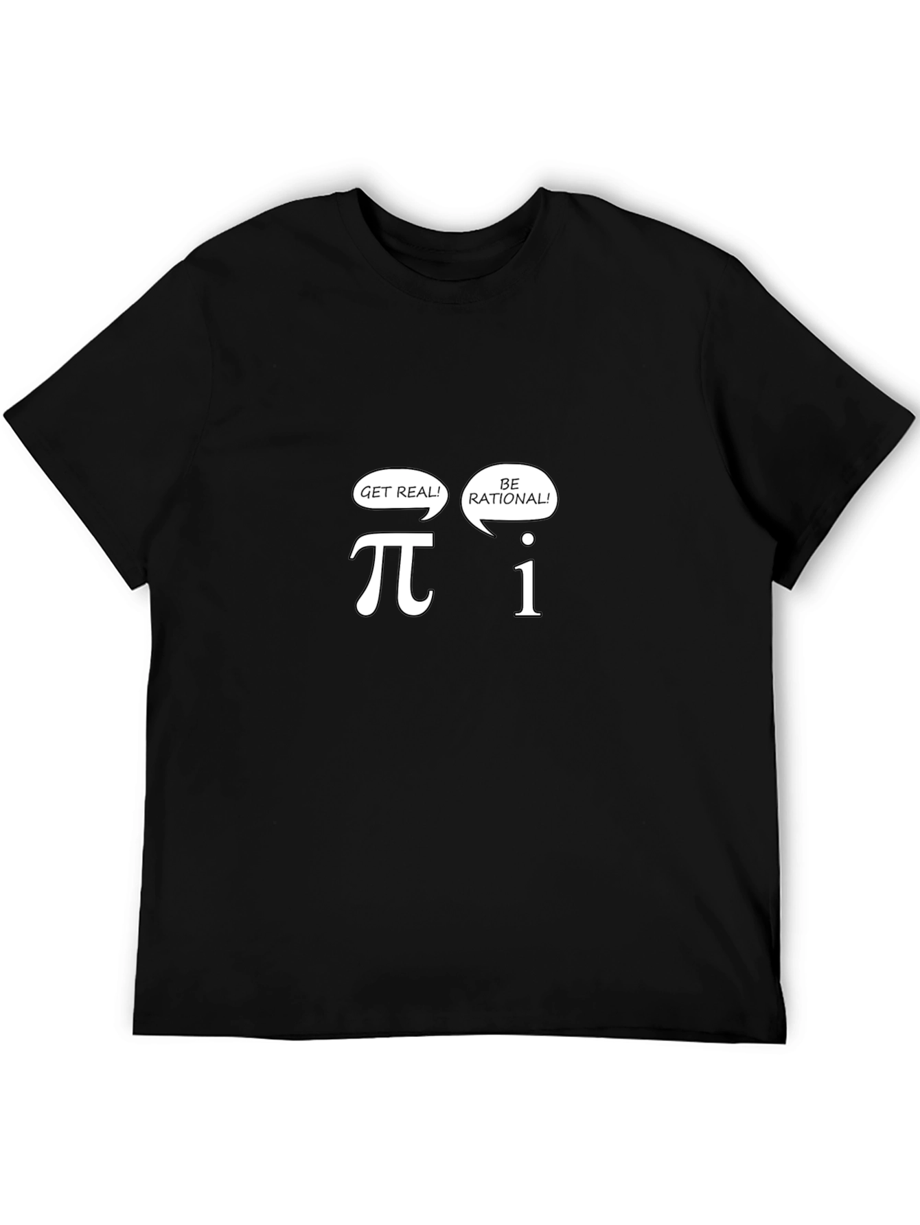 Black Math Humor Tee: Get Real, Be Rational - Black T-Shirt view 5
