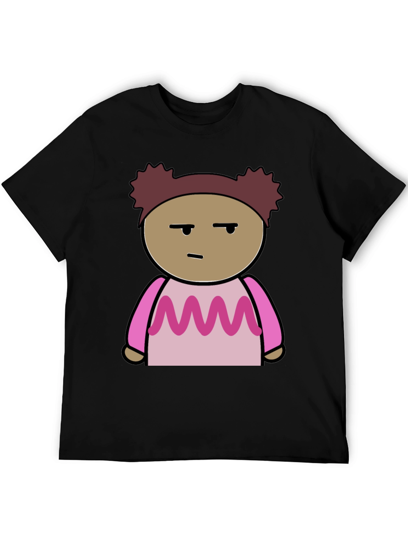 Black Cartoon Character Graphic Tee - Black Unisex T-Shirt view 5