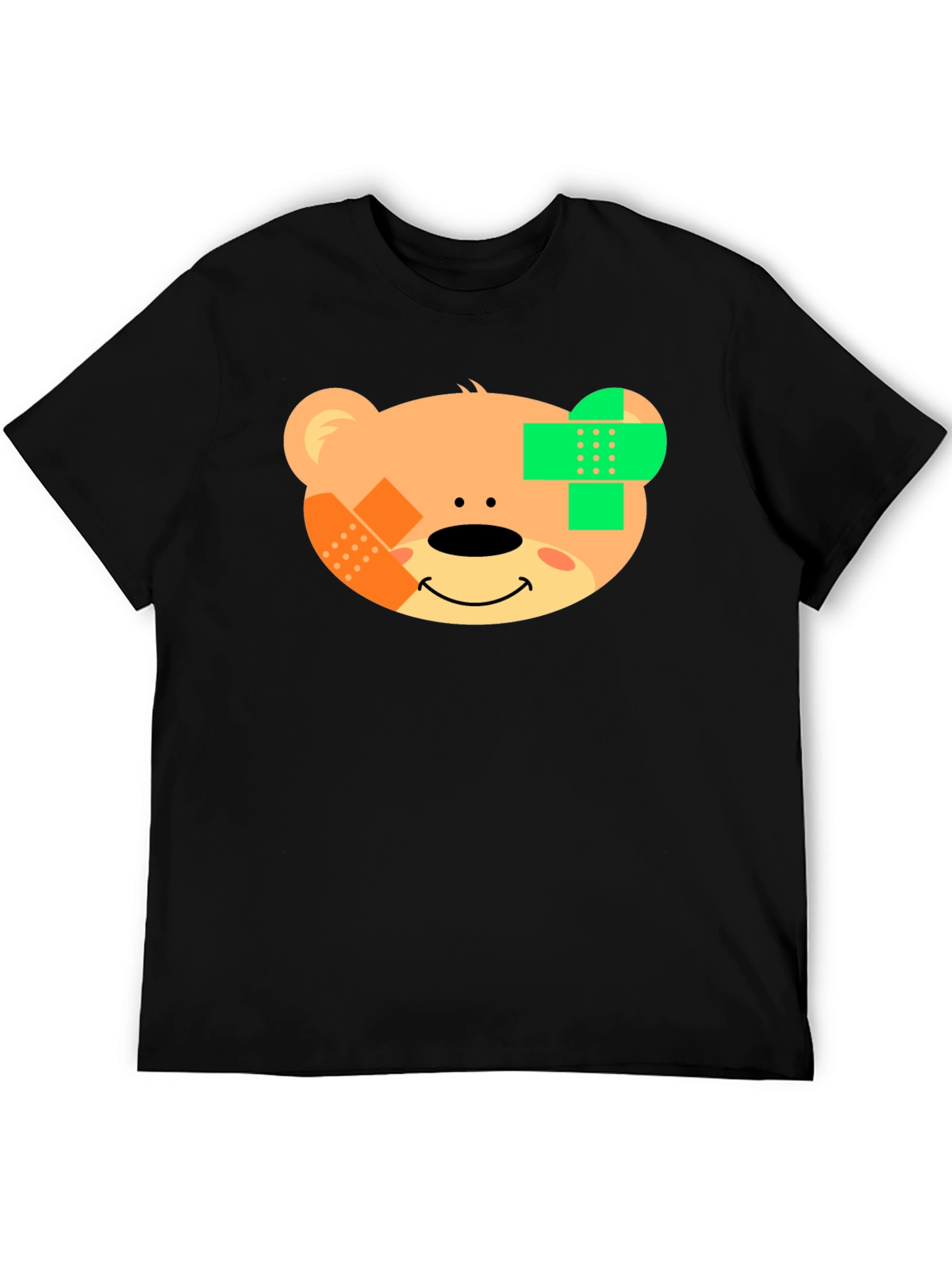 Black Cute Teddy Bear Bandage Black T-Shirt view 5