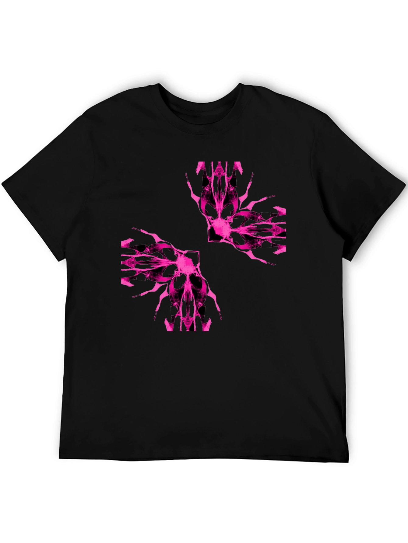 Black Abstract Pink Graphic Print Black T-Shirt view 5