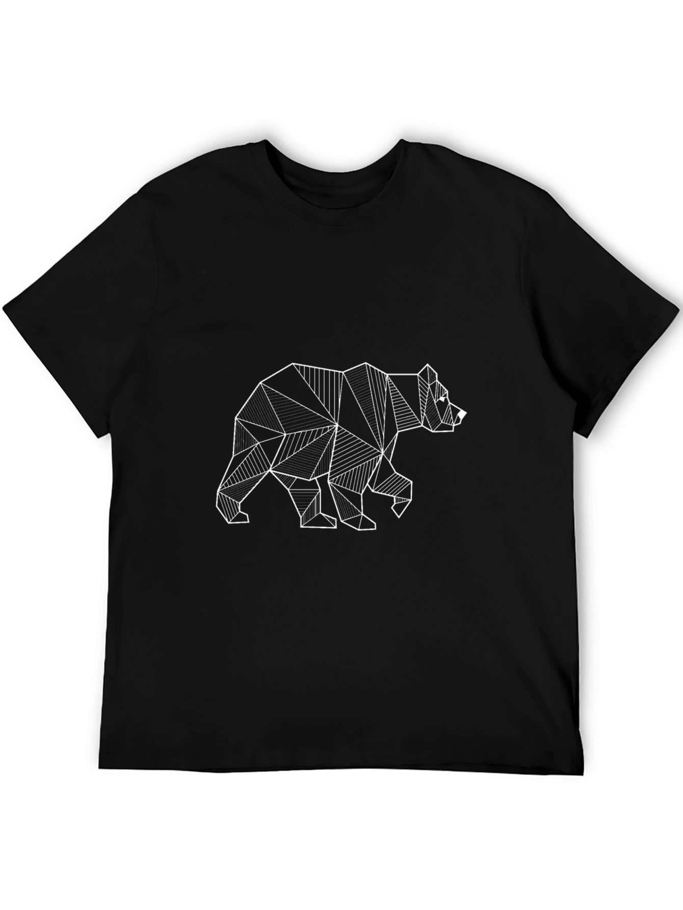 Black Geometric Bear Graphic Tee - Modern Black T-Shirt view 5