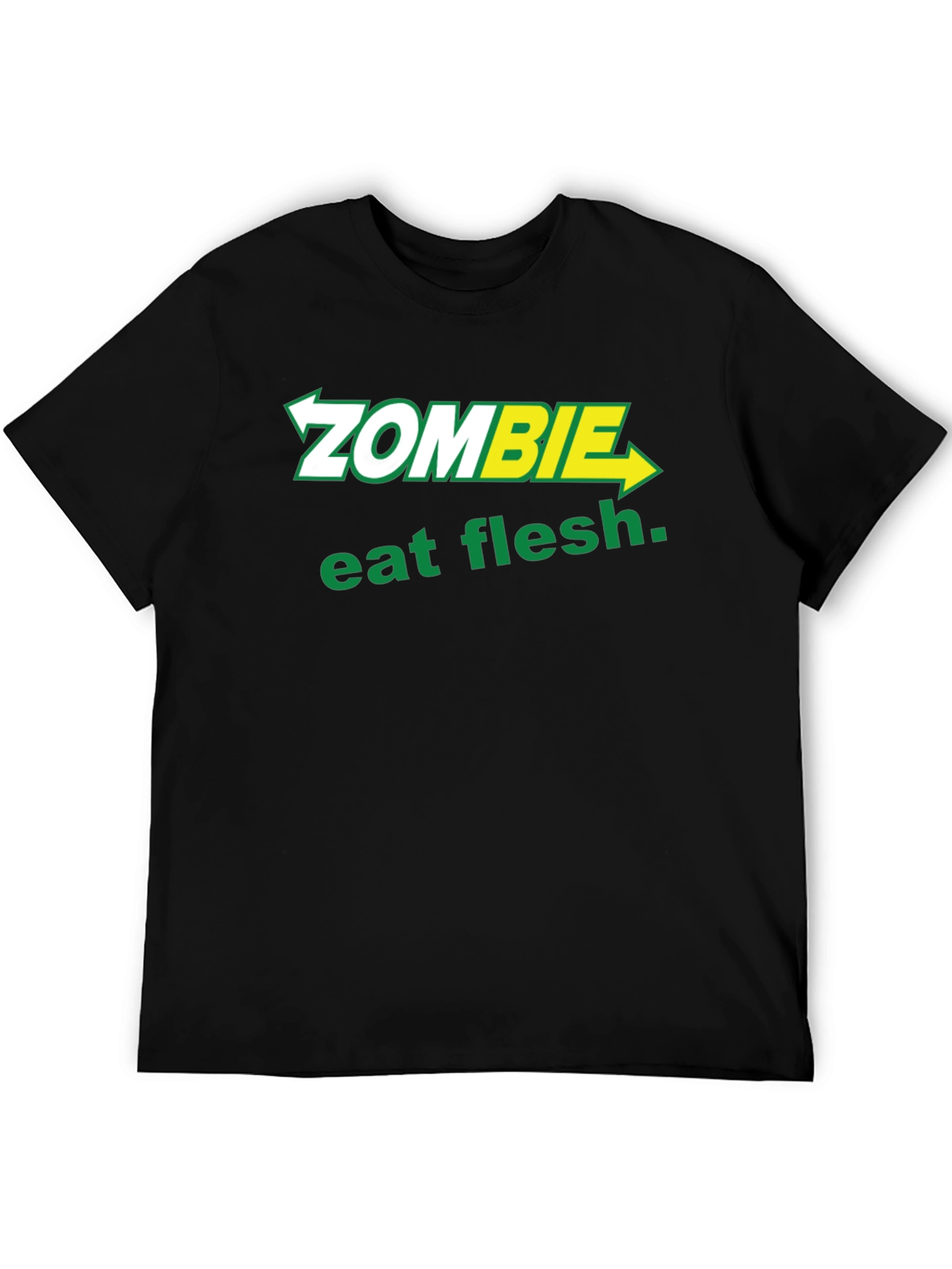 Black Zombie Eat Flesh T-Shirt - Funny Graphic Tee view 5
