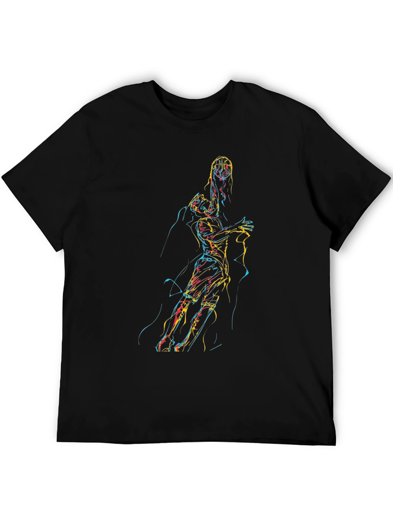 Abstract Line Art Graphic T-Shirt - 5
