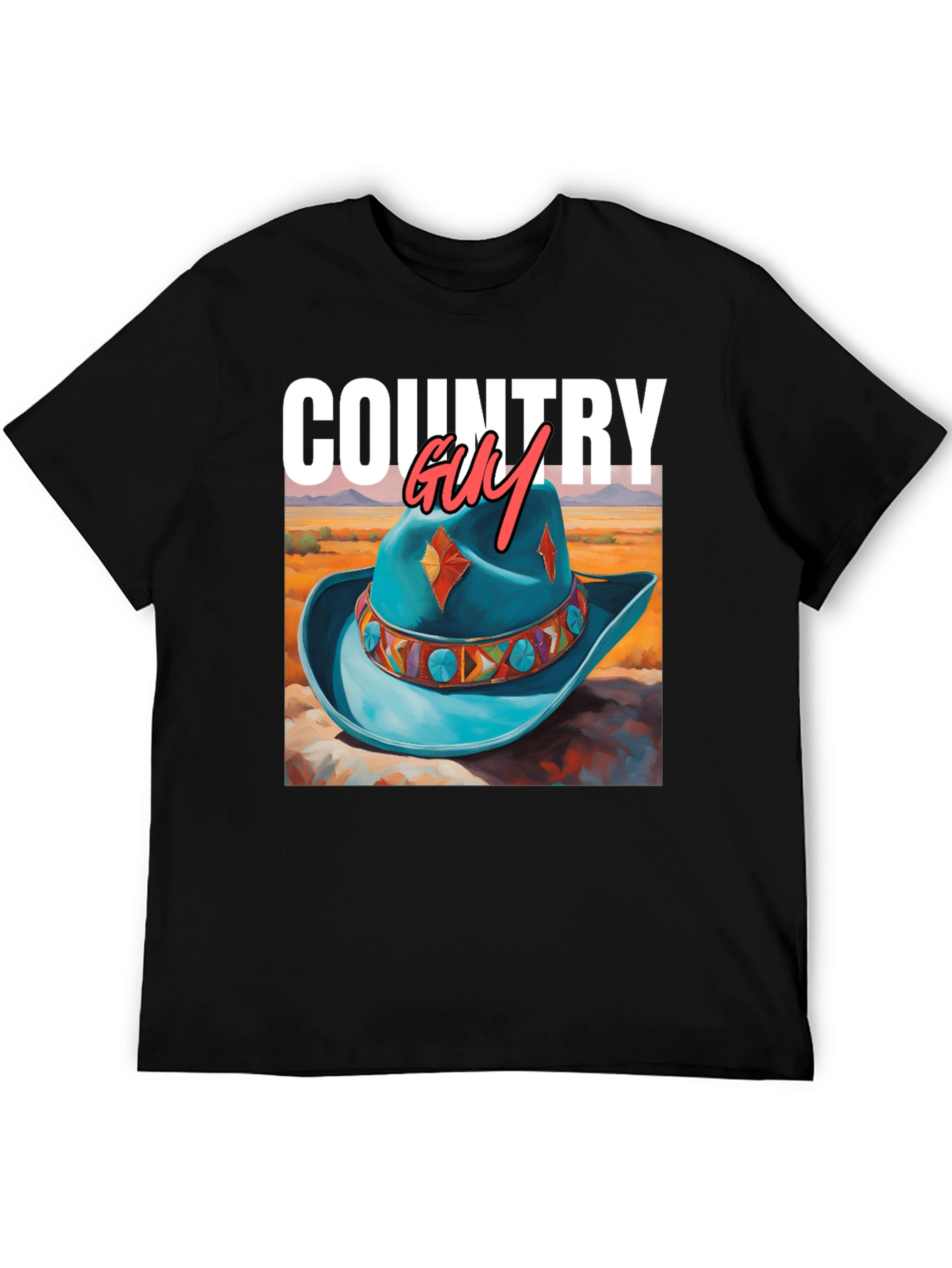 Country Guy Graphic Tee - Western Cowboy Hat Design - 5