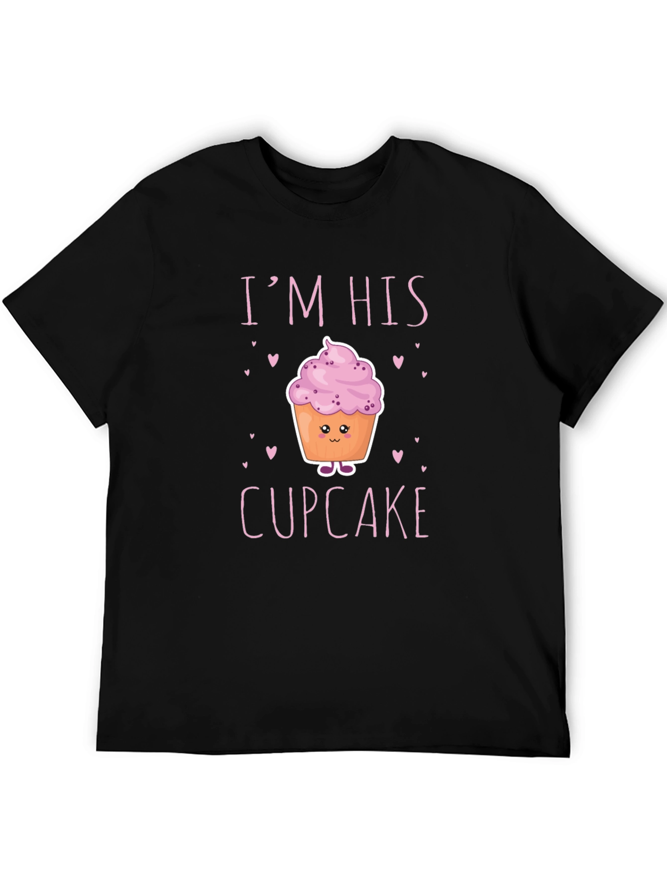 Black I'm His Cupcake Graphic T-Shirt - Novelty Couple Tee view 5