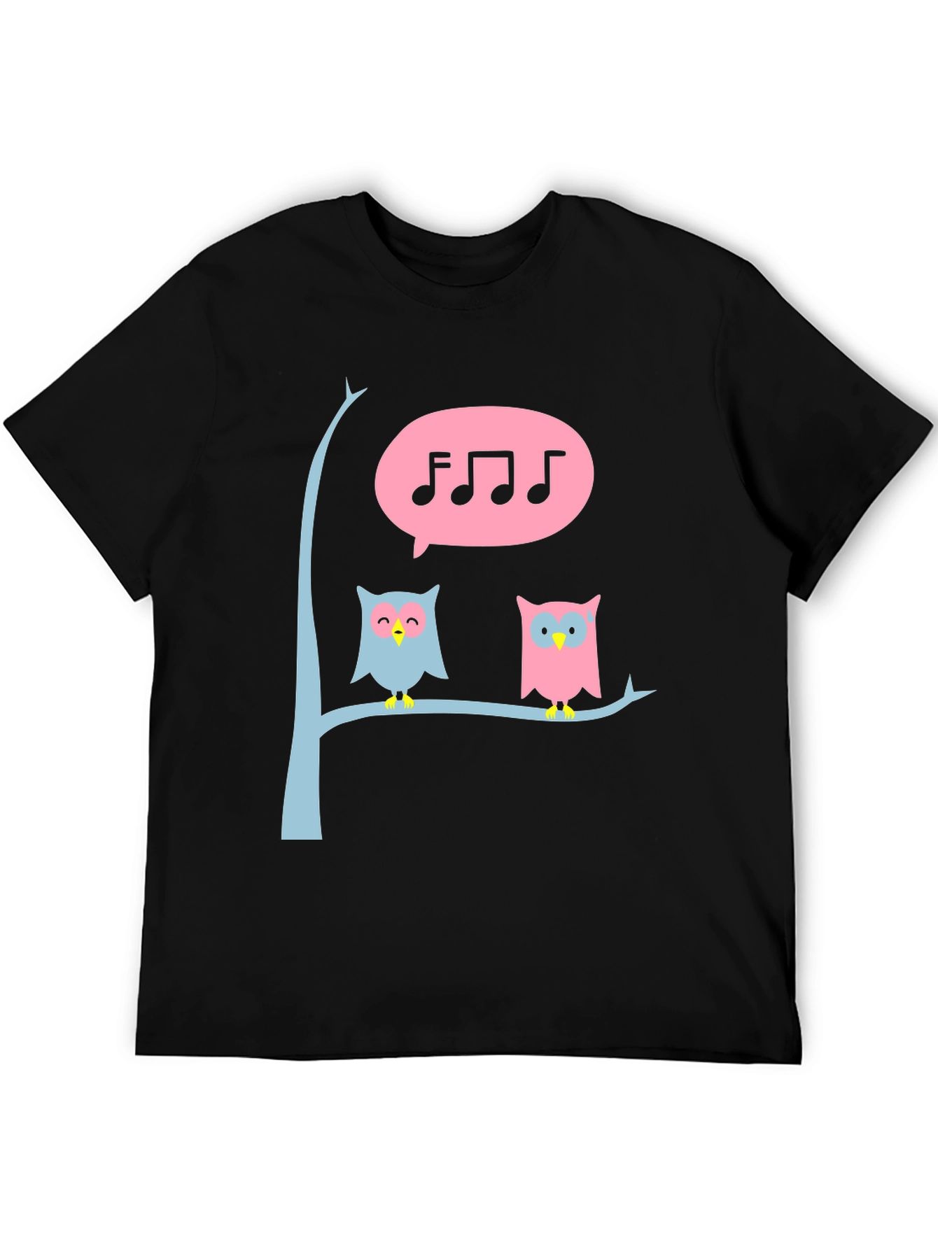 Black Singing Owl T-Shirt - Cute Graphic Tee view 5