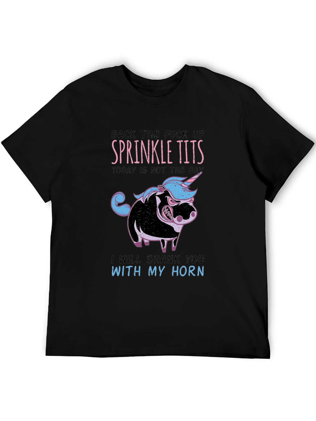 Black Funny "Sprinkle Tits" Graphic T-Shirt view 5
