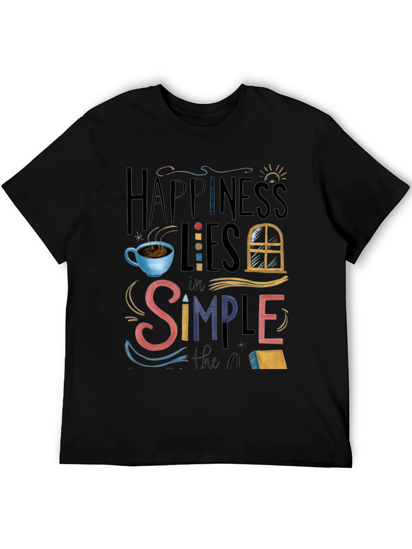 Black Happiness Lies T-Shirt view 5