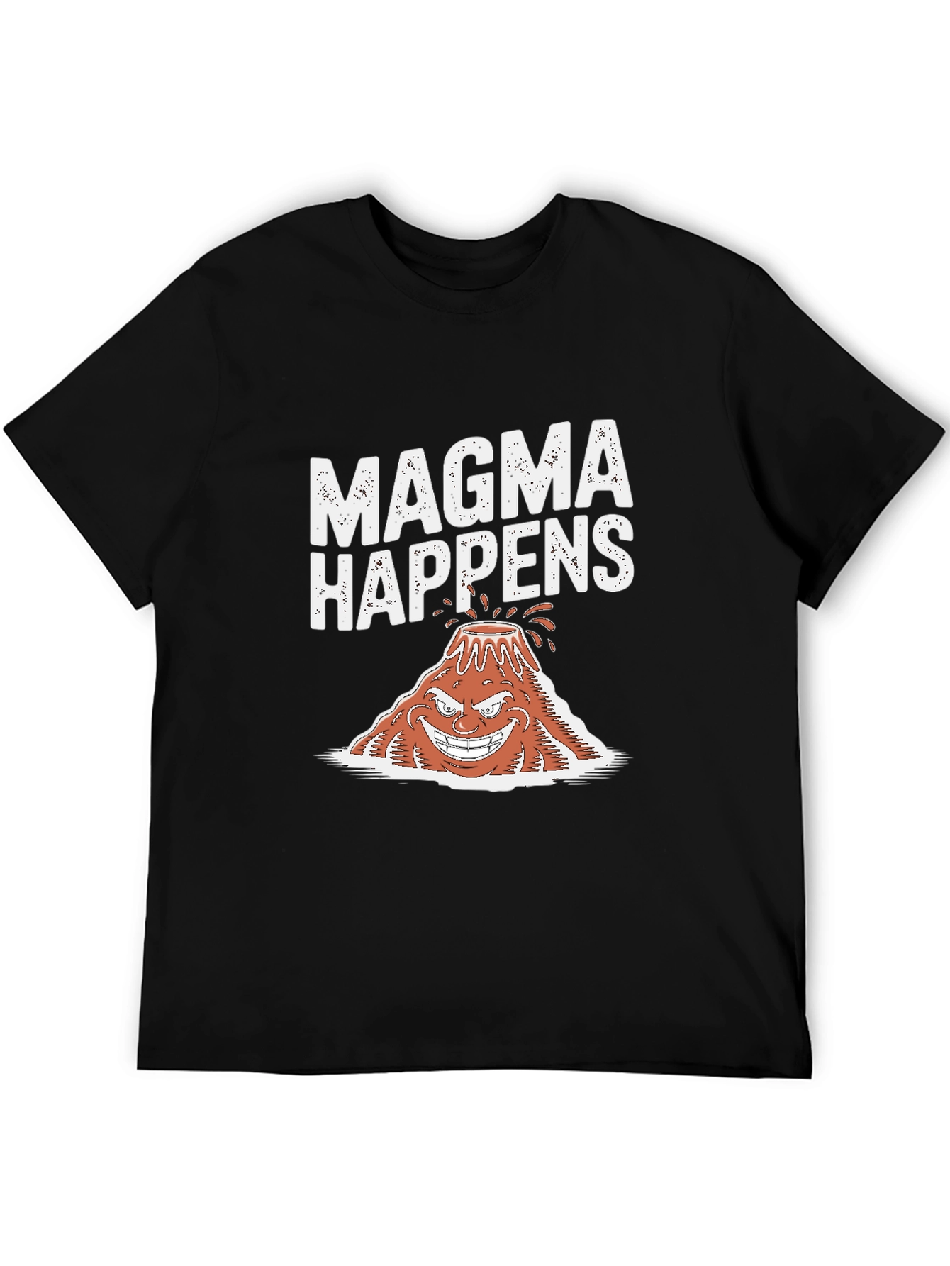 Black Magma Happens Funny Volcano Graphic Black T-Shirt view 5