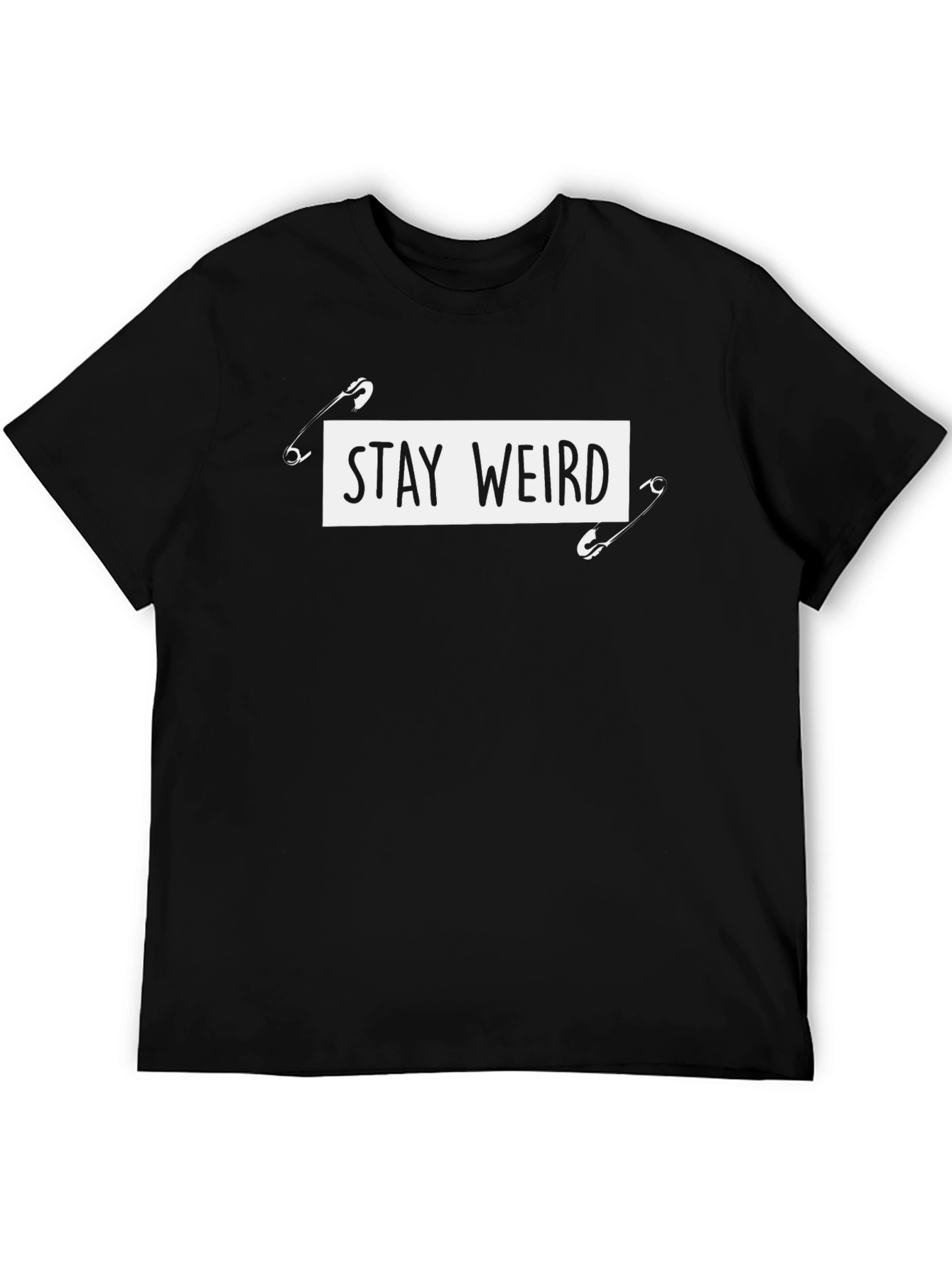 Black Stay Weird Graphic Tee - Black Cotton T-Shirt view 5