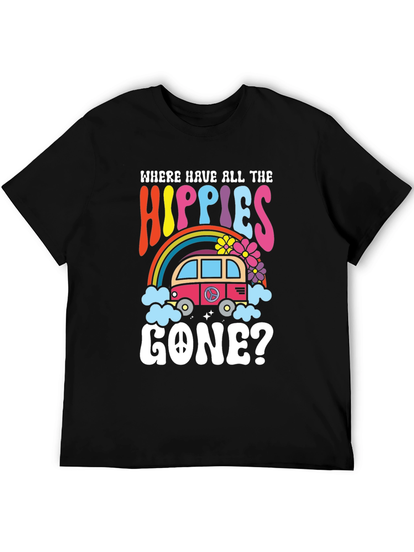 Black Where Have All The Hippies Gone Black T-Shirt view 5