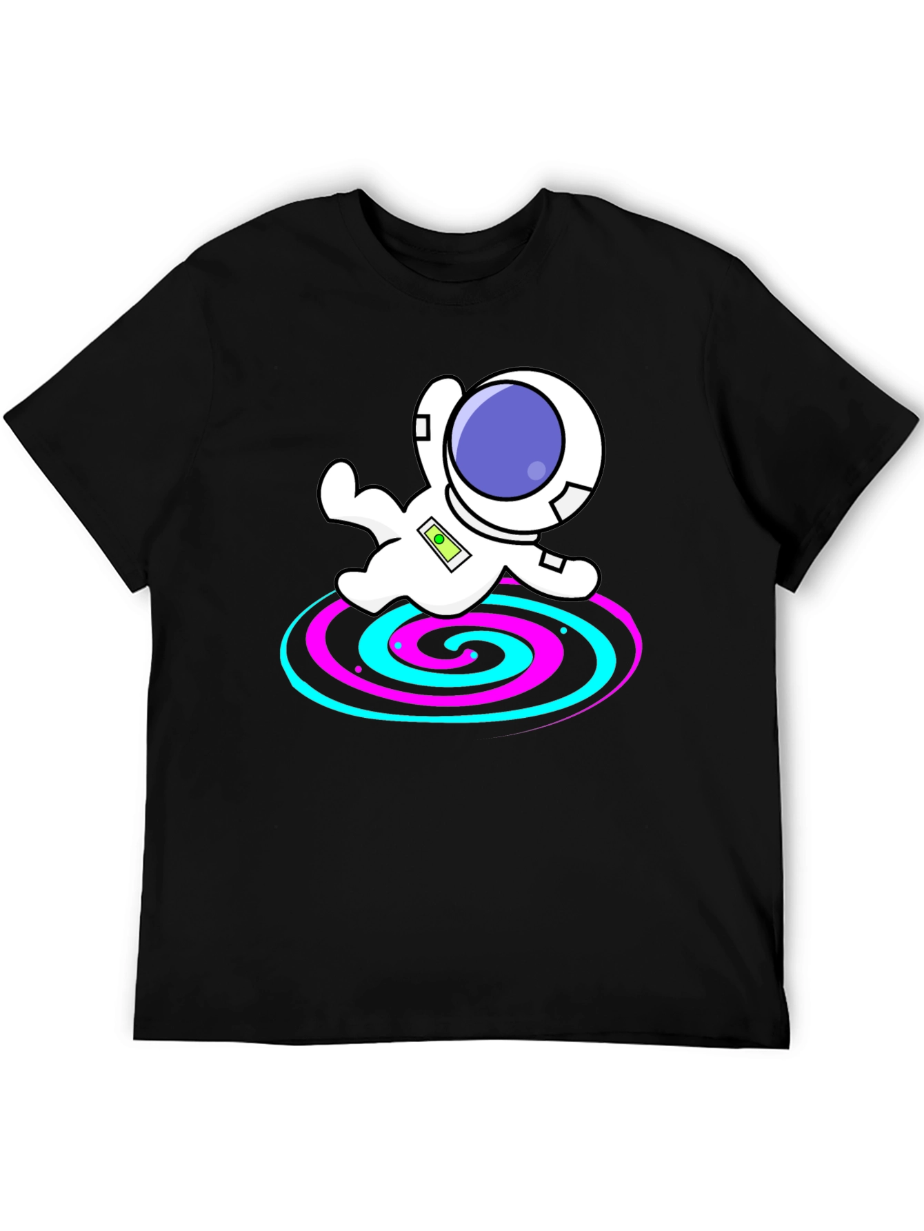 Black Astronaut Spiral Graphic Tee - Black Cotton Blend view 5