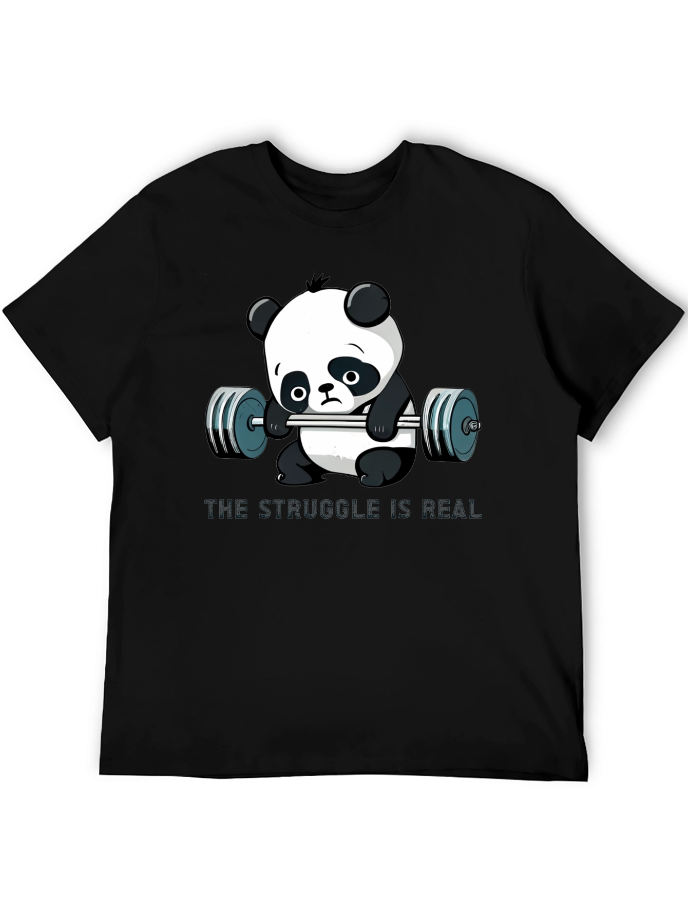 Black Funny Panda Gym T-Shirt for Men view 5